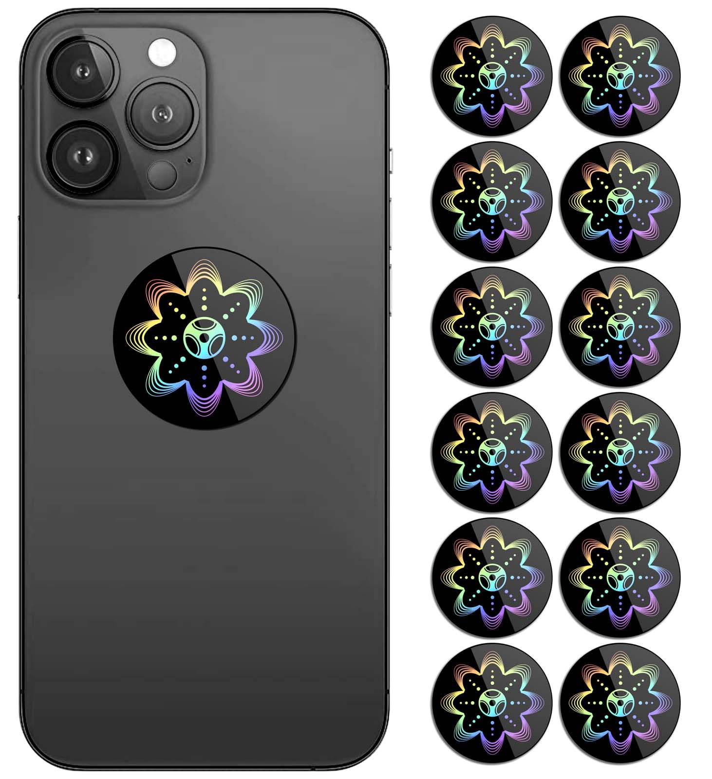 Stickers For Cell Phones/Tablets/Laptops/All Devices, [Reusable], Suitable For Anyone,Black (12 Pcs)