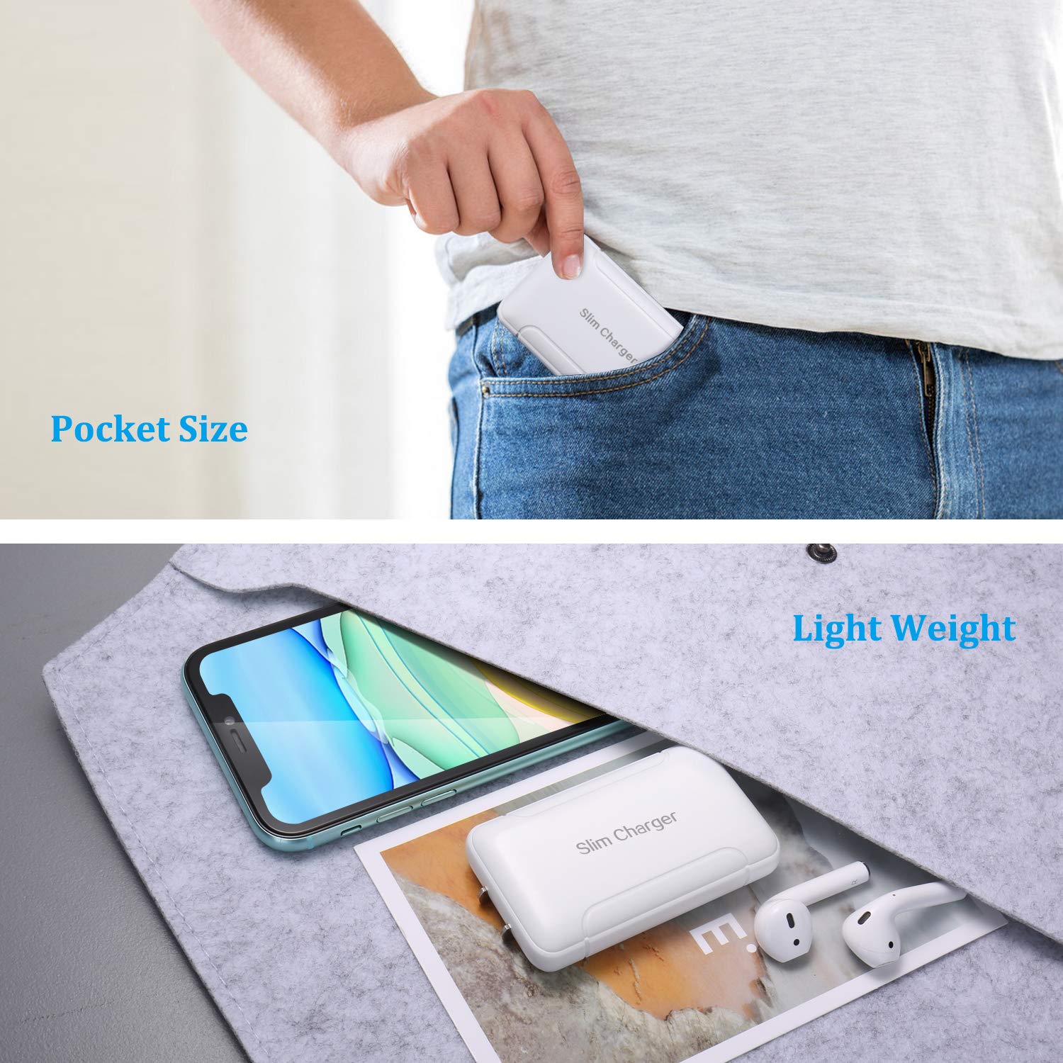 Usb Charger Plug, Excgood Ultra Compact Usb Wall Charger Foldable Wall Plug Compatible With Home Camera, Iphone 13 Pro Max/12/11