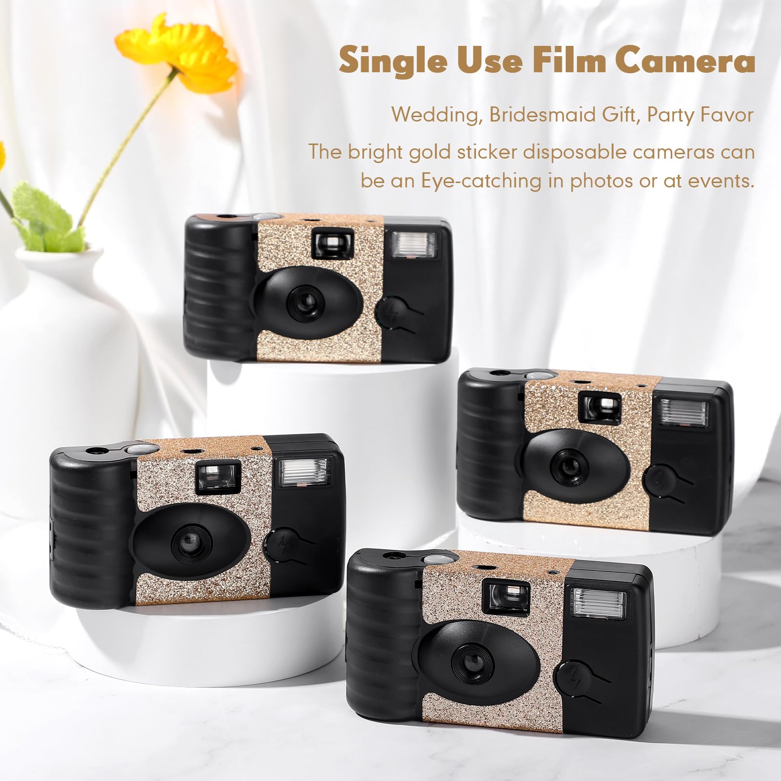 4 Pcs Disposable Camera Single Use Film Camera One Time Camera For Photography With Flash Color Film For Wedding, Anniversary, T