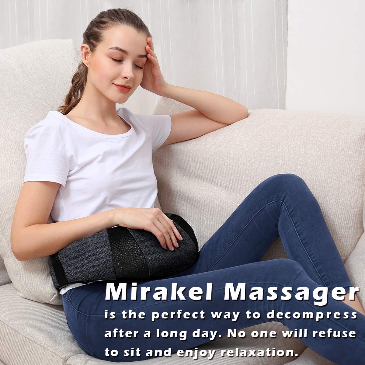 Mirakel Neck Massager With Heat, Shiatsu Shoulder Massager, Electric Kneading Back Massager, Massage Pillow For Pain Relief Deep