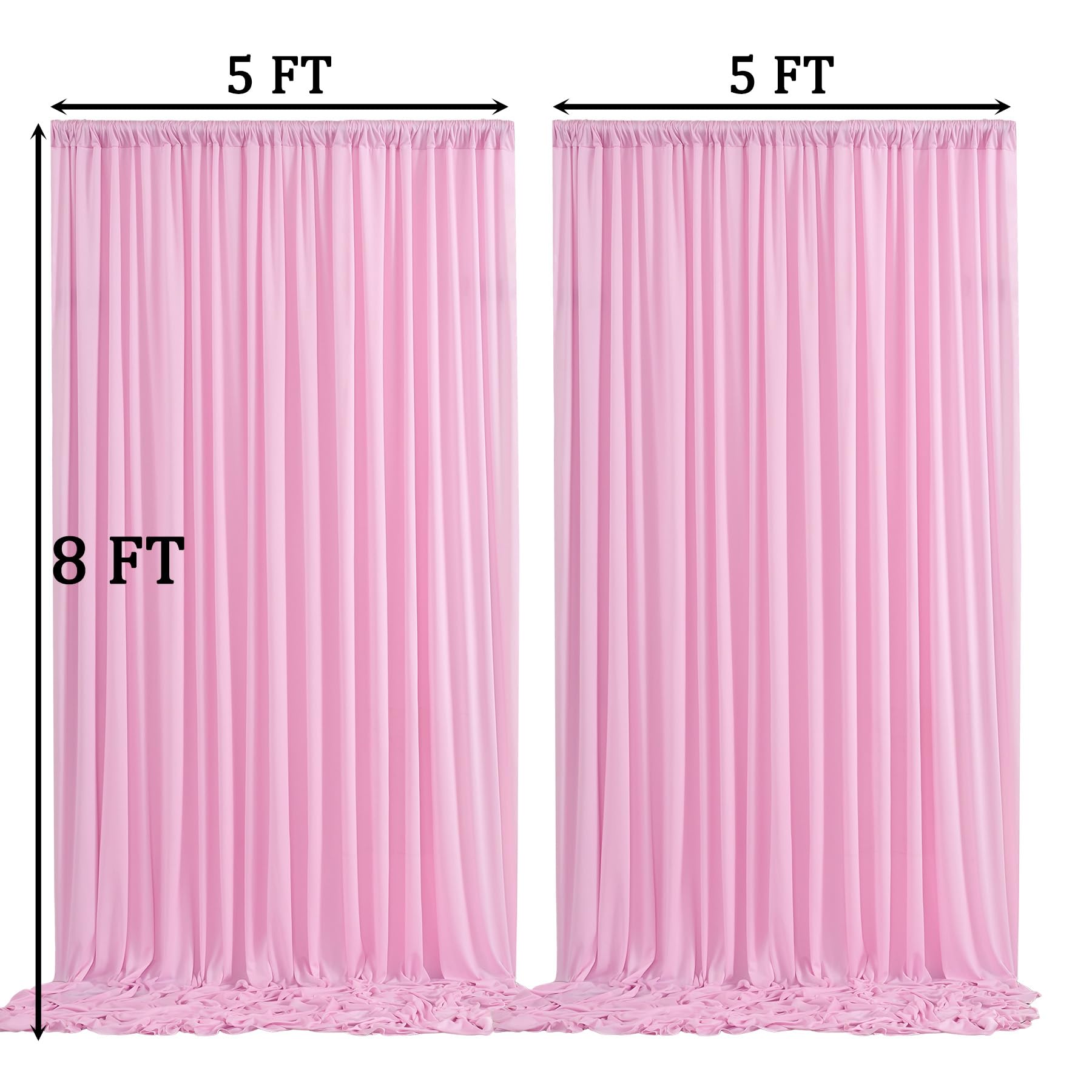 10Ft X 8Ft Wrinkle Free Pink Backdrop Curtain Drapes, Thick Polyester Baby Pink Backdrop For Girls Birthday Wedding Party Backgr