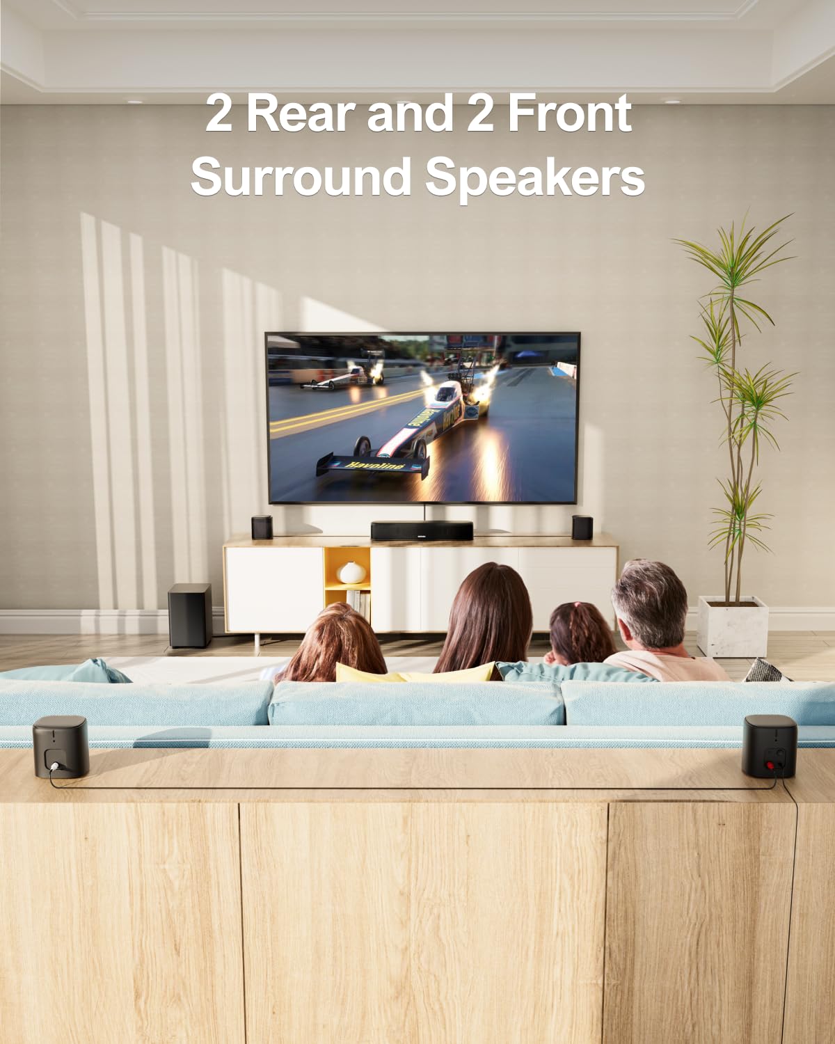 Ultimea 7.1Ch Virtual Surround Sound Bar, Surround Sound System For Tv, Sound Bar For Smart Tv With 4 Surround Speakers, Peak Po