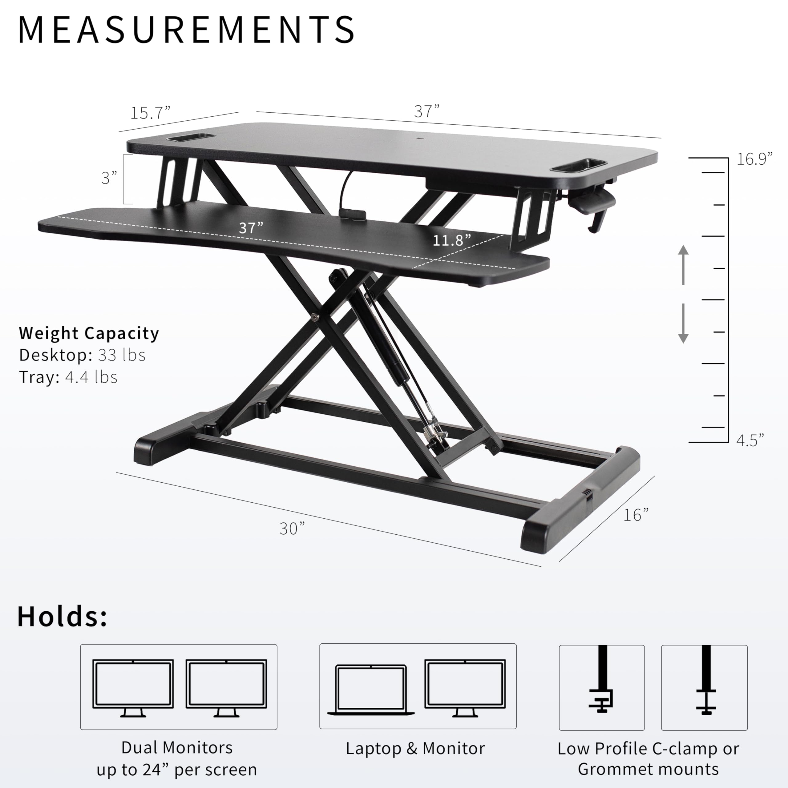 VIVO 38 inch Desk Converter, K Series, Height Adjustable Sit to Stand Riser, Dual Monitor and Laptop Workstation with Wide Keyboard Tray, White, DESK V037KW