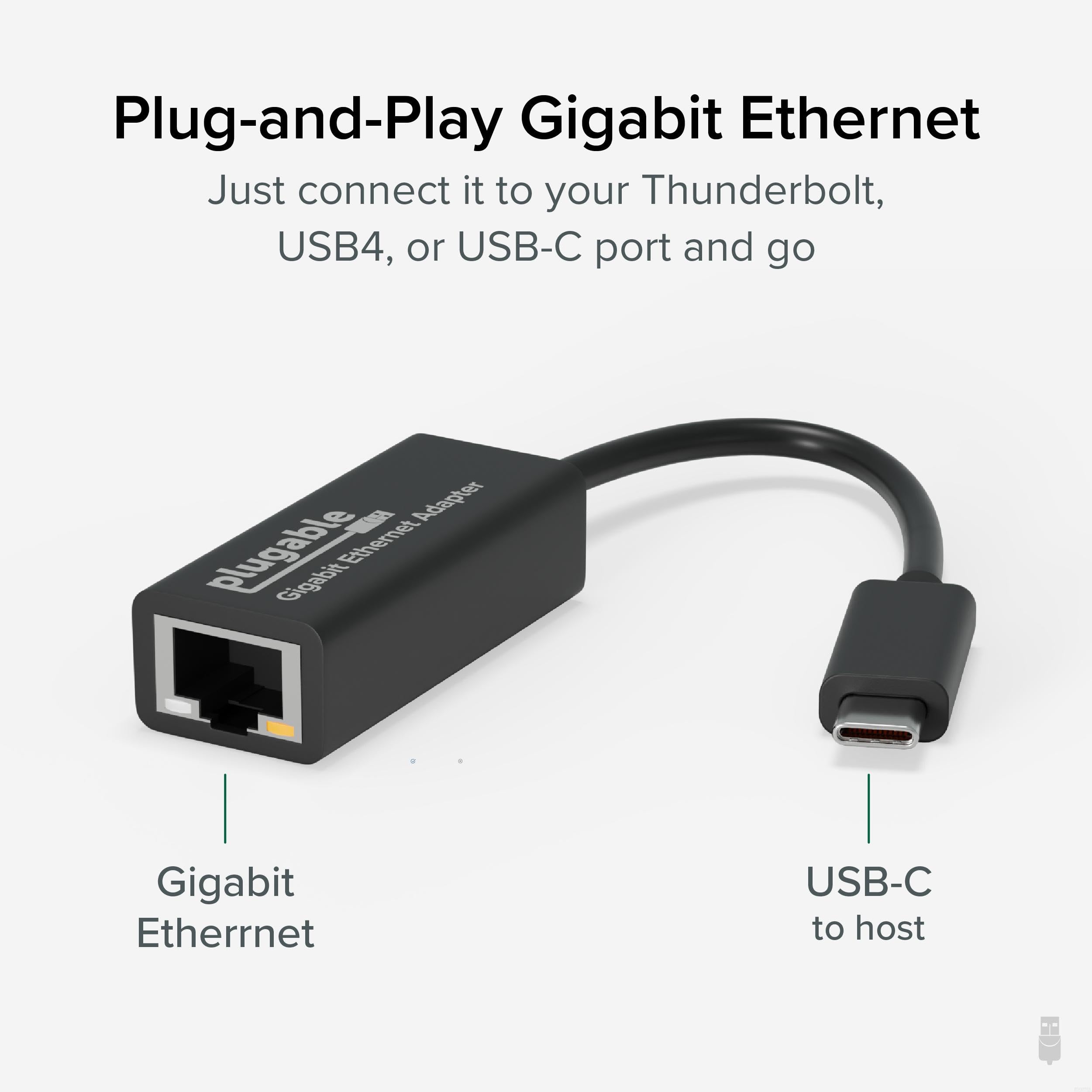 Plugable Usb C To Ethernet Adapter, Fast And Reliable Thunderbolt Or Usb C To Gigabit Ethernet Adapter, Compatible With Windows,