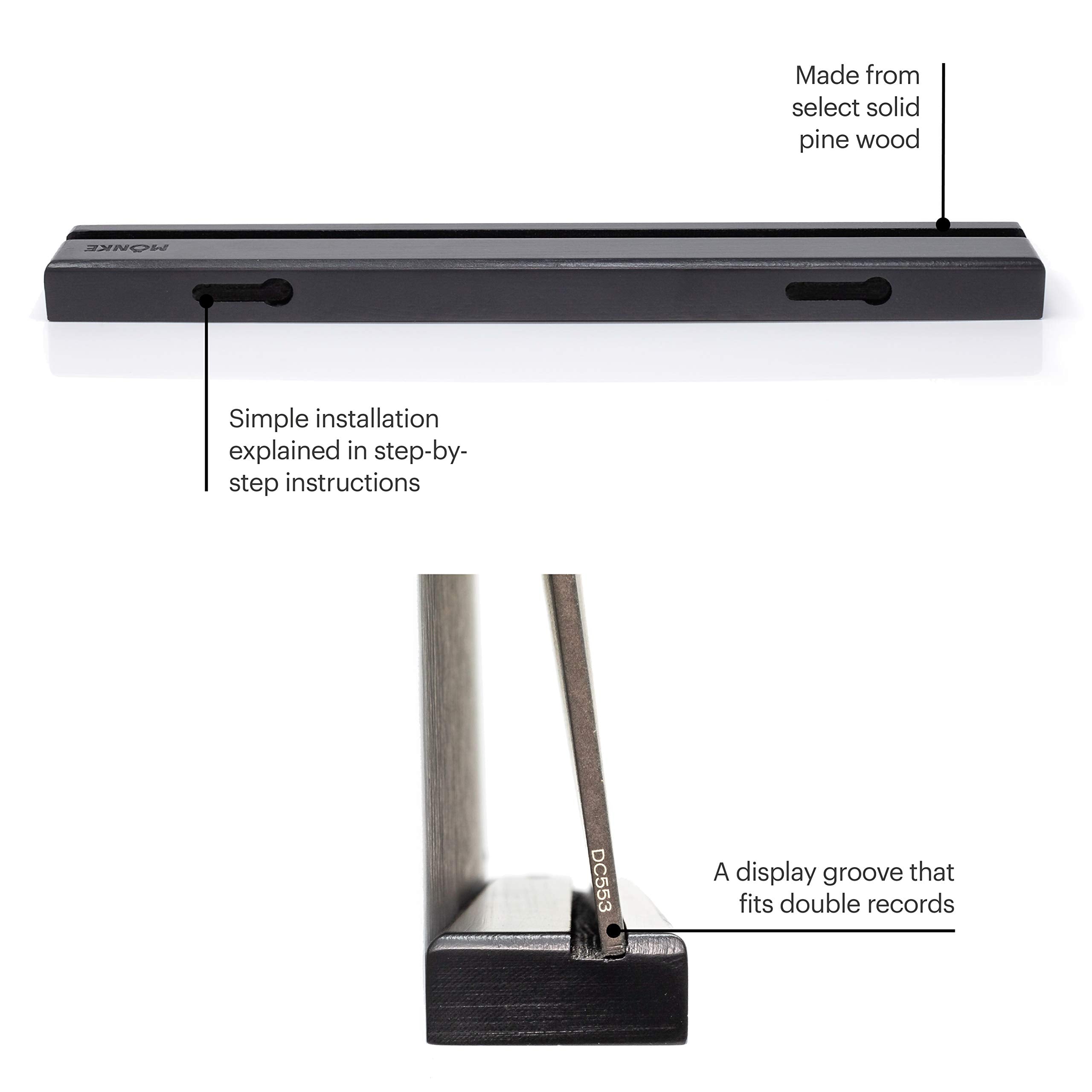 Mnke Vinyl Record Wall Mount   An Elegant Display Ledge Made From Solid Wood   This Vinyl Record Shelf Holds Single And Double L