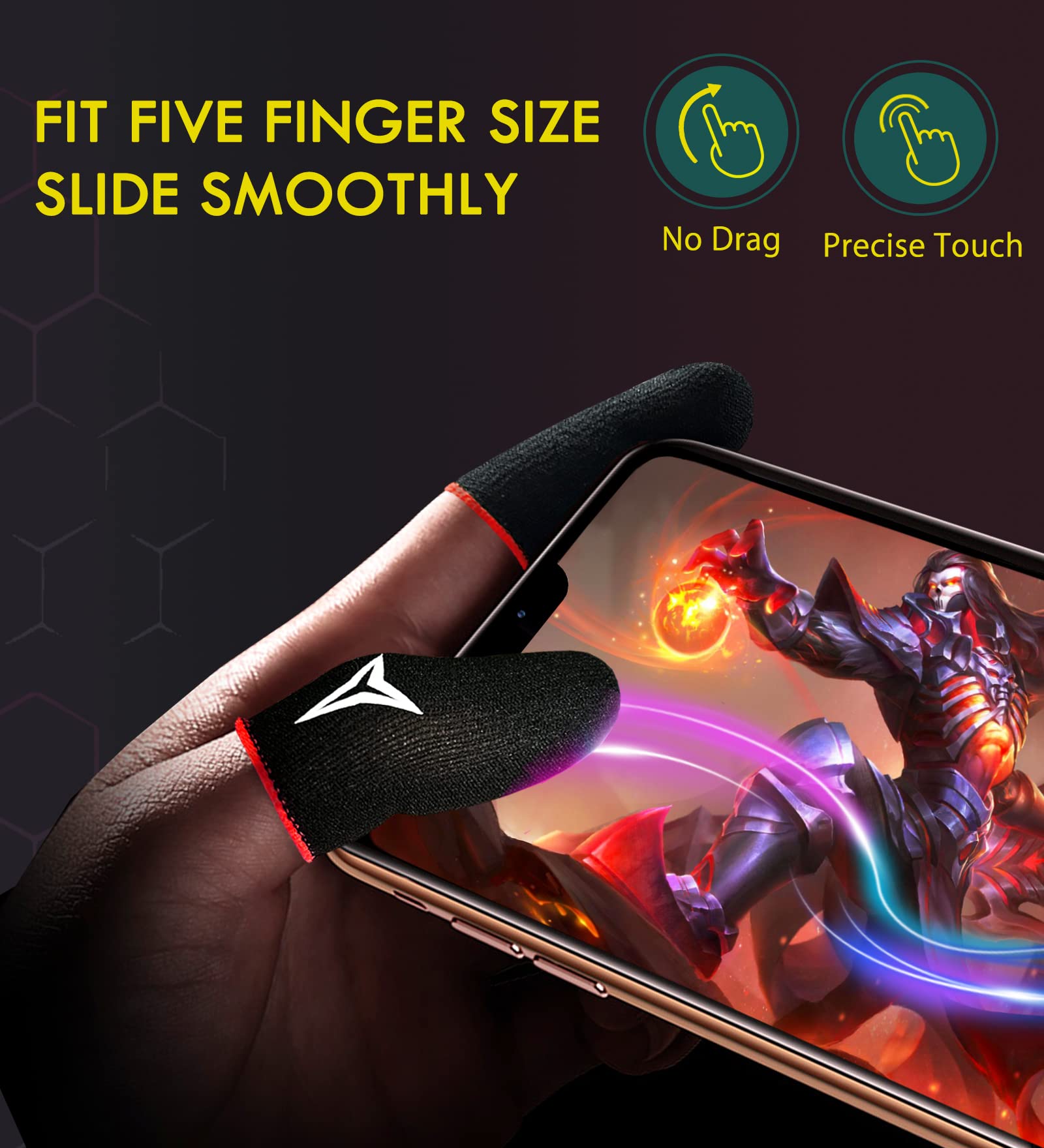 6 Pack Mobile Phone Gaming Finger Sleeves, Nuozme Finger Sleeves Compatible With All Touchscreen Devices, 0.15Mm Superconducting