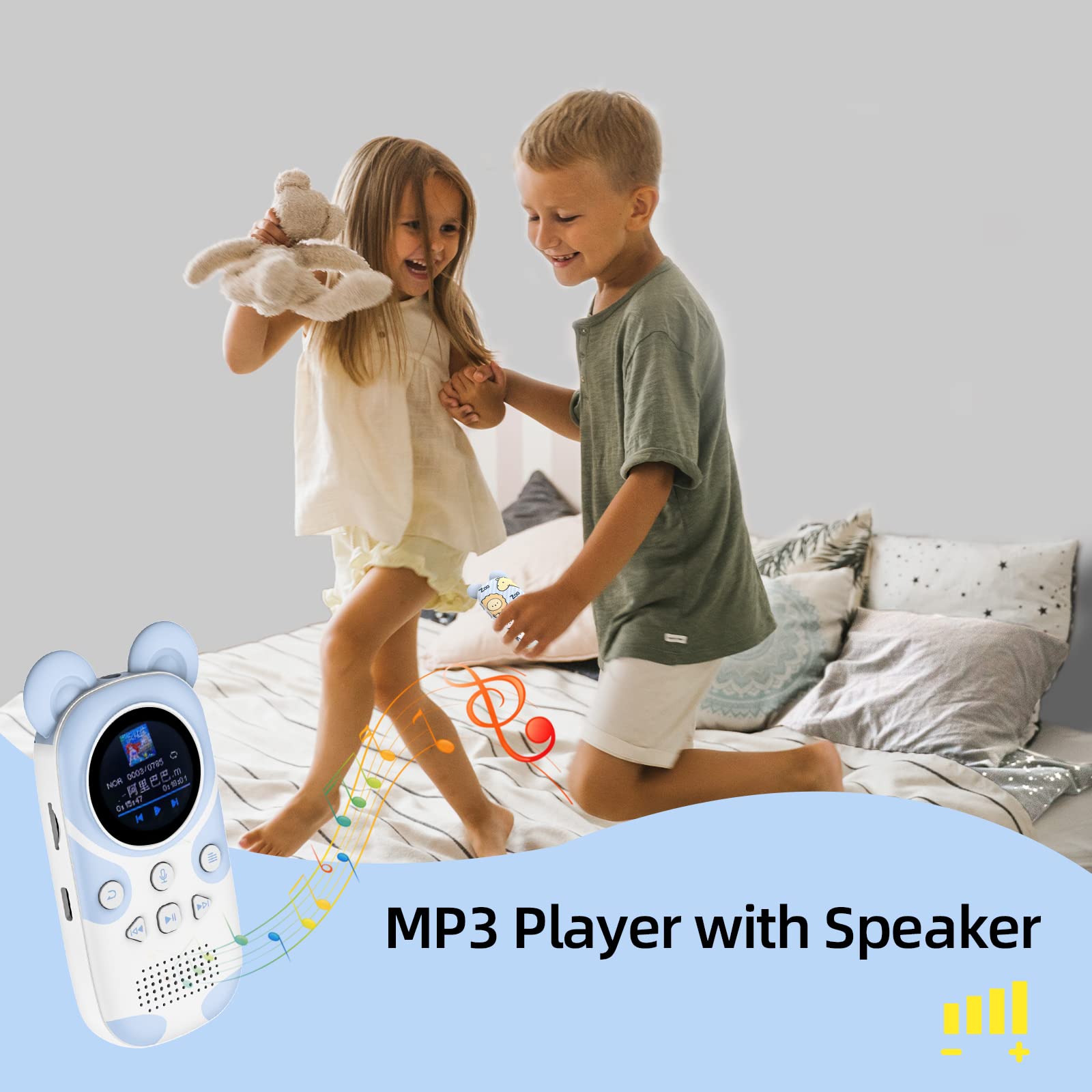 Ruizu 64Gb Bluetooth Mp3 Player For Kids, Cartoon Zoo Portable Music Player, Child Mp3 Player With Bluetooth, Speaker, Fm Radio,