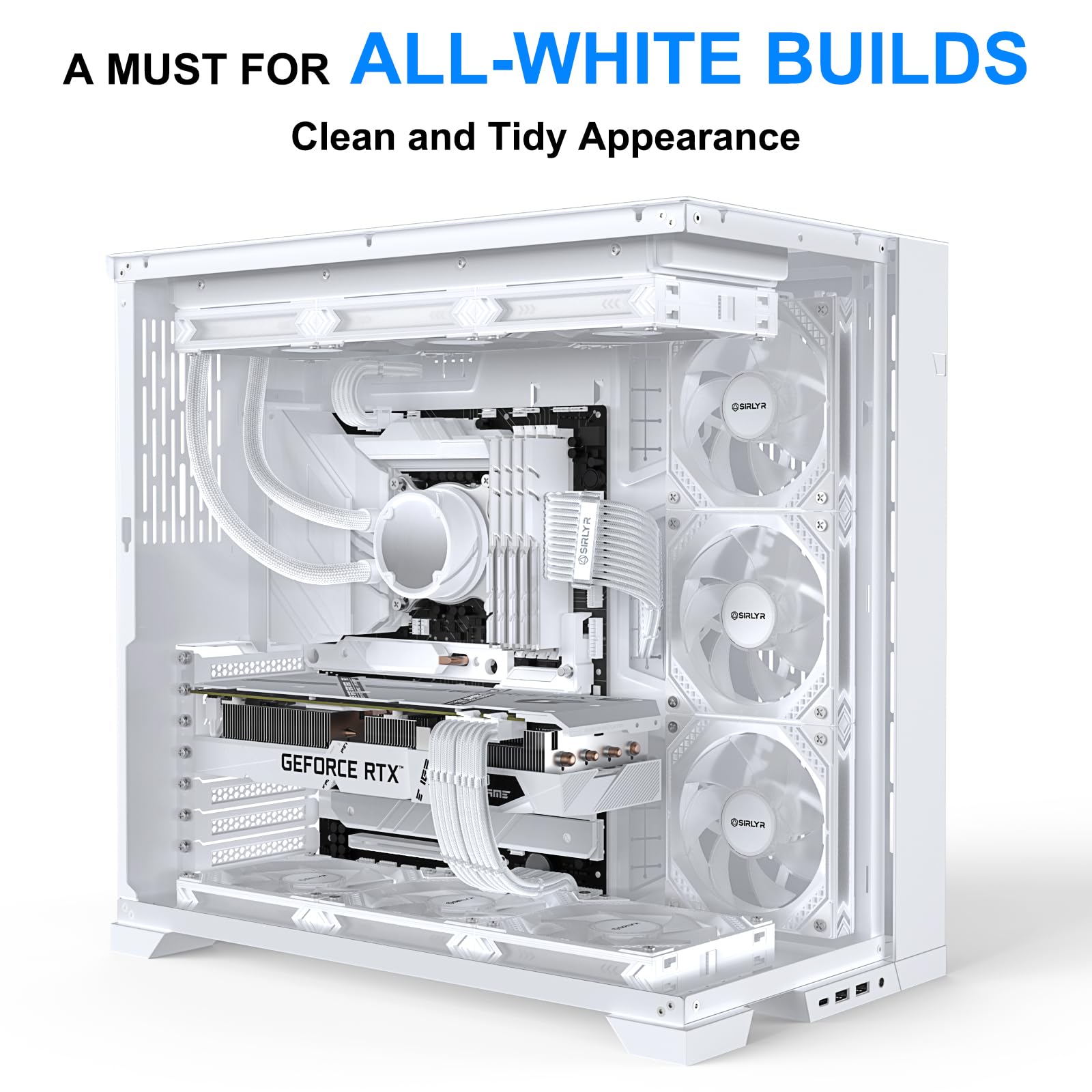 Sirlyr Psu Cable Extension Kit,Bright White Sleeved Pc Cables Extensions Mod,24Pin Atx X1 8Pin Eps X1 8 Pin Pci E X2,Gold Plated