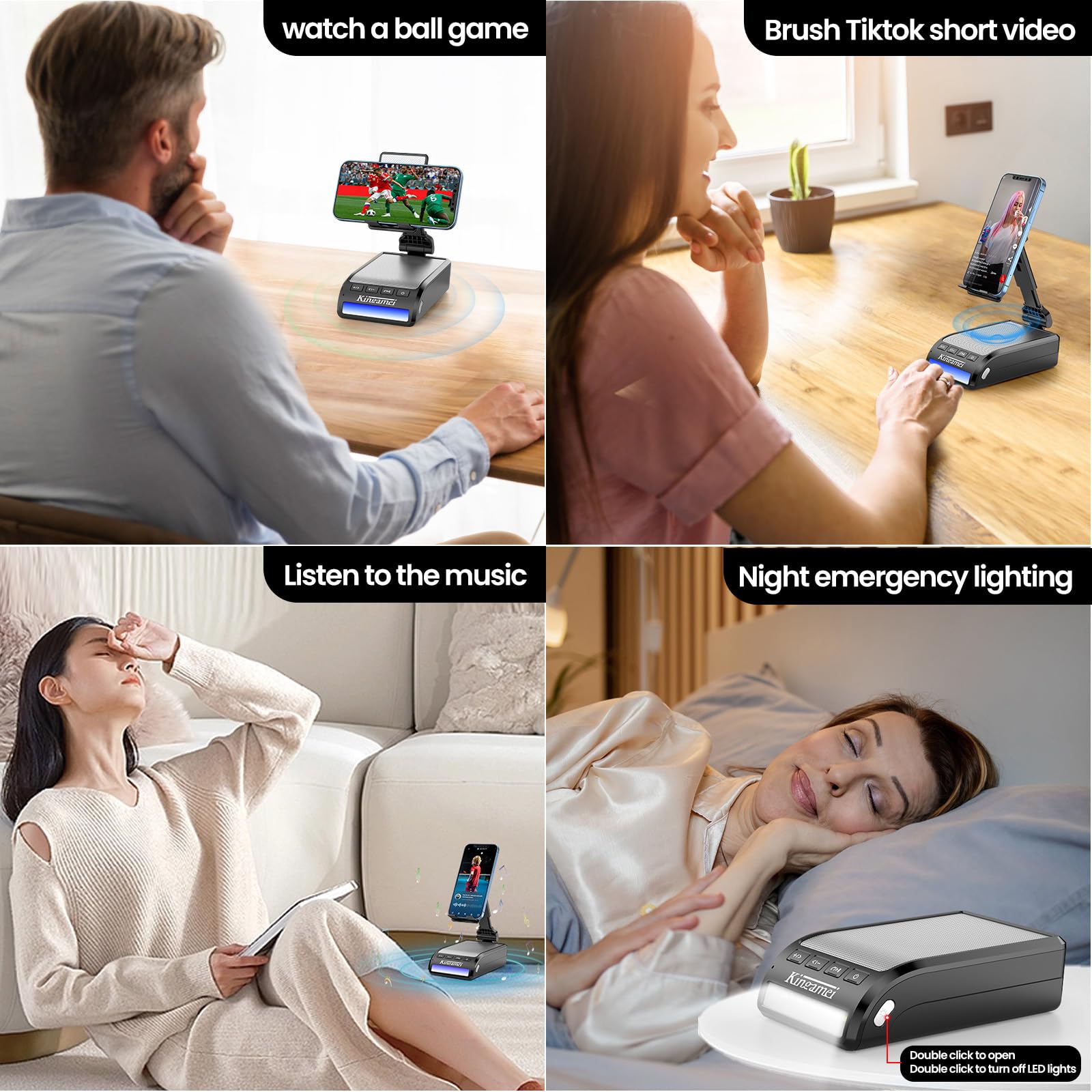 Kingamei Birthday Gifts For Men  Cell Phone Stand With Wireless Bluetooth Speaker Valentines Day Gifts For Him Wireless Induction Bluetooth Speaker With Phone Stand Cool Tech Holiday