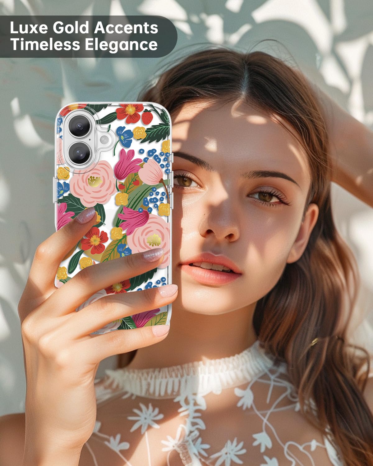 Scorpify For Iphone 16 Case [Compatible With Magsafe] With Camellia Blossom Floral Design, Cute Clear Flower Magnetic Phone Cove