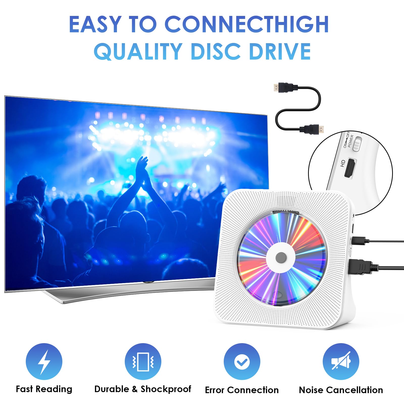 Gueray Dvd Player For Tv Cd Player For Home With Bluetooth Speakers Supports Remote Control Display Fm Radio With Usb Card Playb