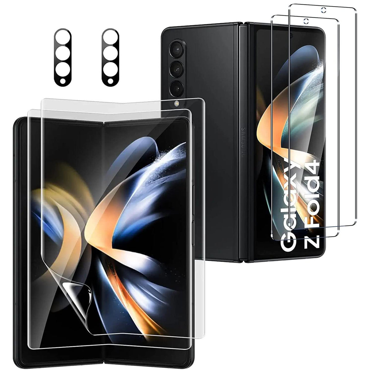 2X Tempered Glass Front Screen Protector Compatible With Samsung Galaxy Z Fold 4 2X Inner Soft Tpu Film Shields 2X Camera Lens P