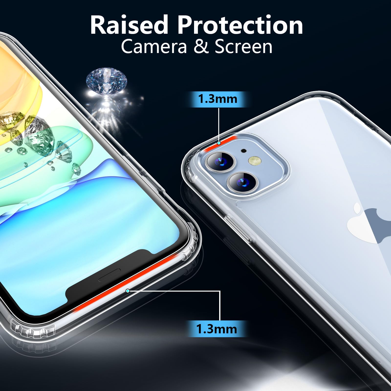 Jaroco For Iphone 11 Phone Case 6.1 Inch, Anti Yellowing Shockproof Phone Bumper Cover, Anti Scratch Clear