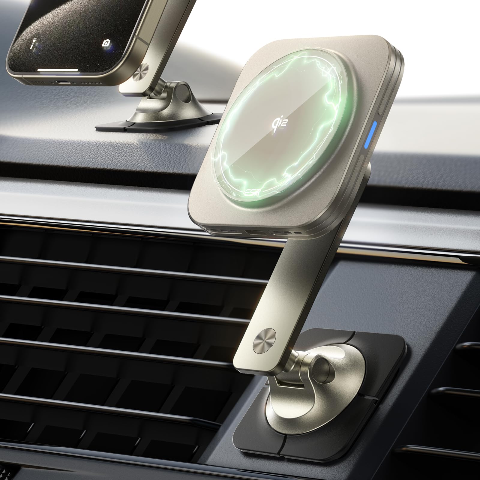 Esr For Qi2 15W Magsafe Car Mount Charger, Qi2-Certified Universal Dashboard/Tesla Magsafe Car Charger, Magnetic Wireless Chargi