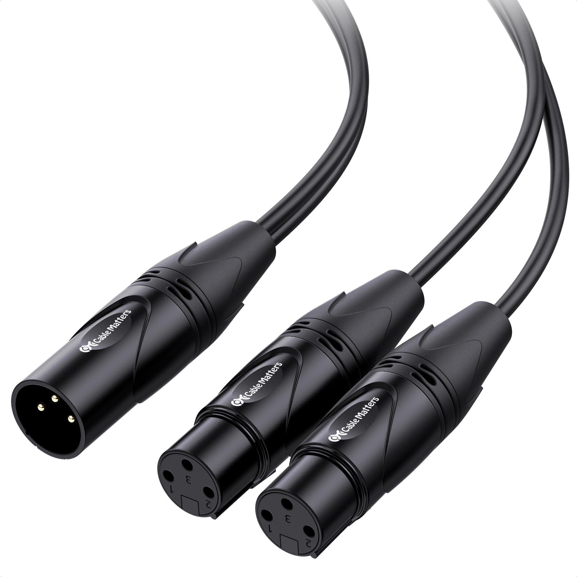 Cable Matters Balanced XLR Splitter Cable - 1.5ft / 0.5m, Male to 2 Female XLR Y Cable, Microphone Splitter 1 Male to 2 Female