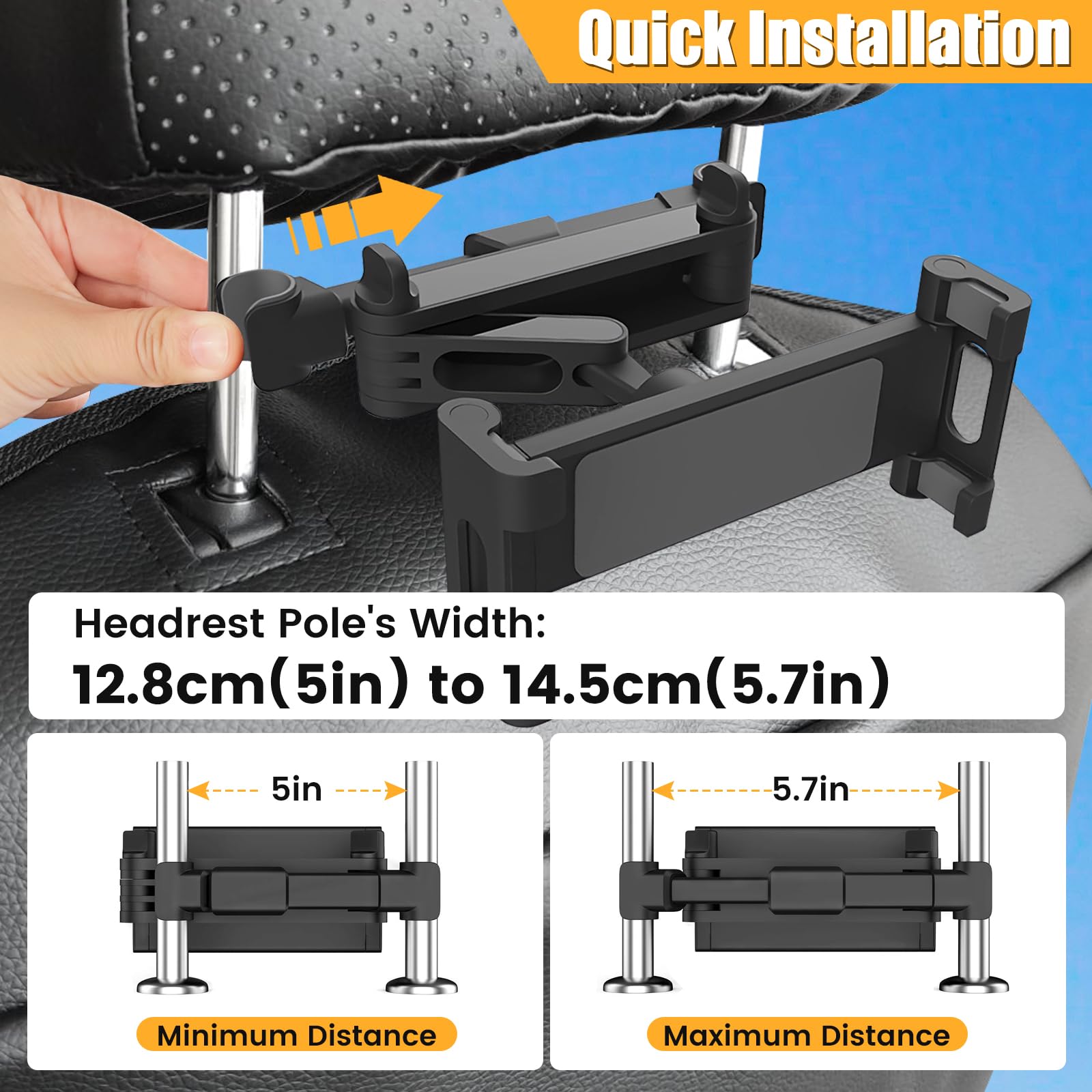Najiaxiaowu Tablet Holder For Car,Ipad Headrest Mount For 5.5 18.4 Inch Tablet/Ipad/Phones Car Tablet Holder With 360Rotating Ad