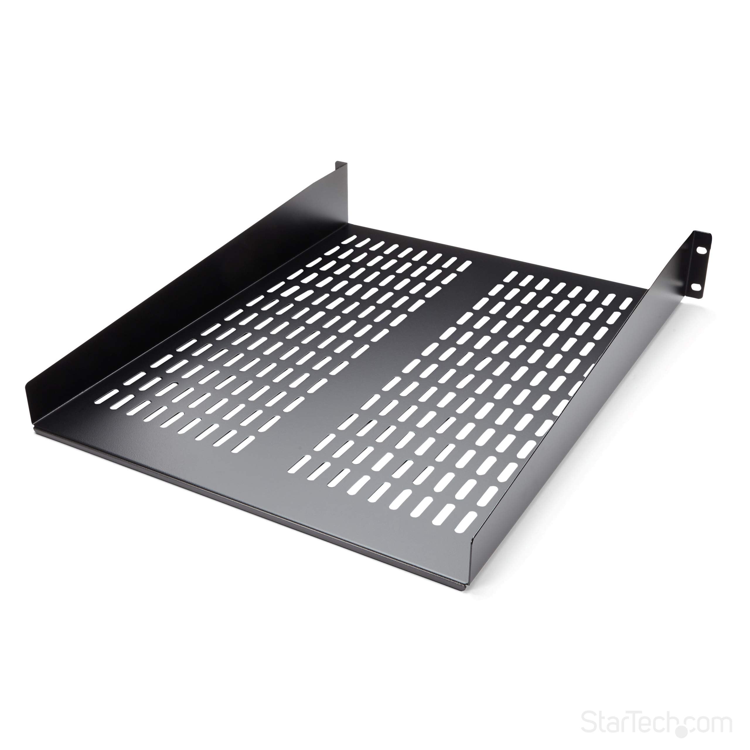 2U 22In Vented Rack Mount Shelf   Fixed Server Rack Cabinet Shelf   50Lbs / 22Kg