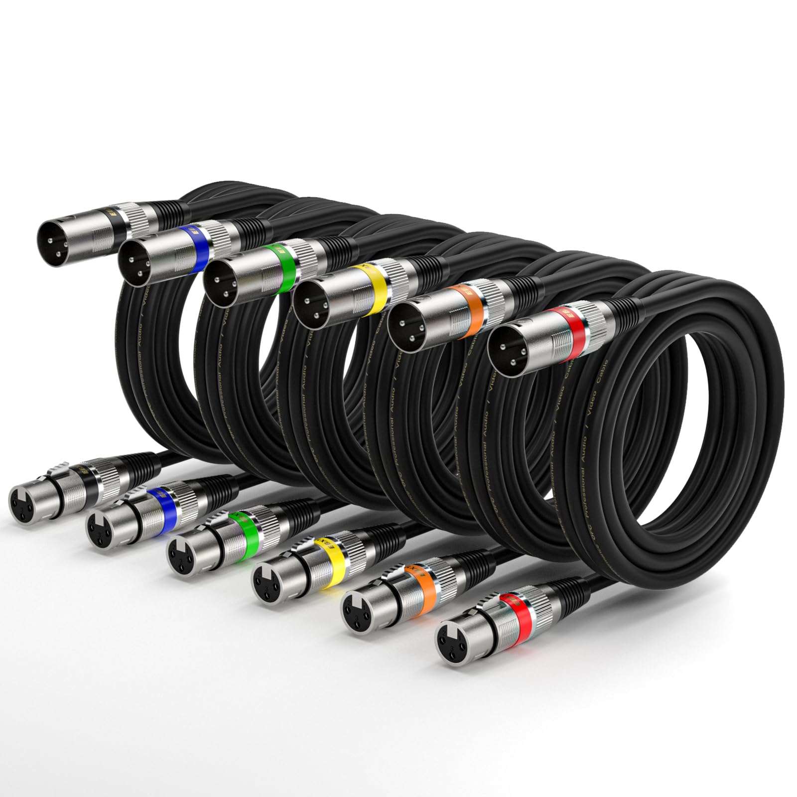 Ebxya Xlr Microphone Cable   Xlr Male To Female Cable 6Ft 6 Pack With 3 Pin Balanced Xlr Cables For Mic Mixer, Recording Studio,
