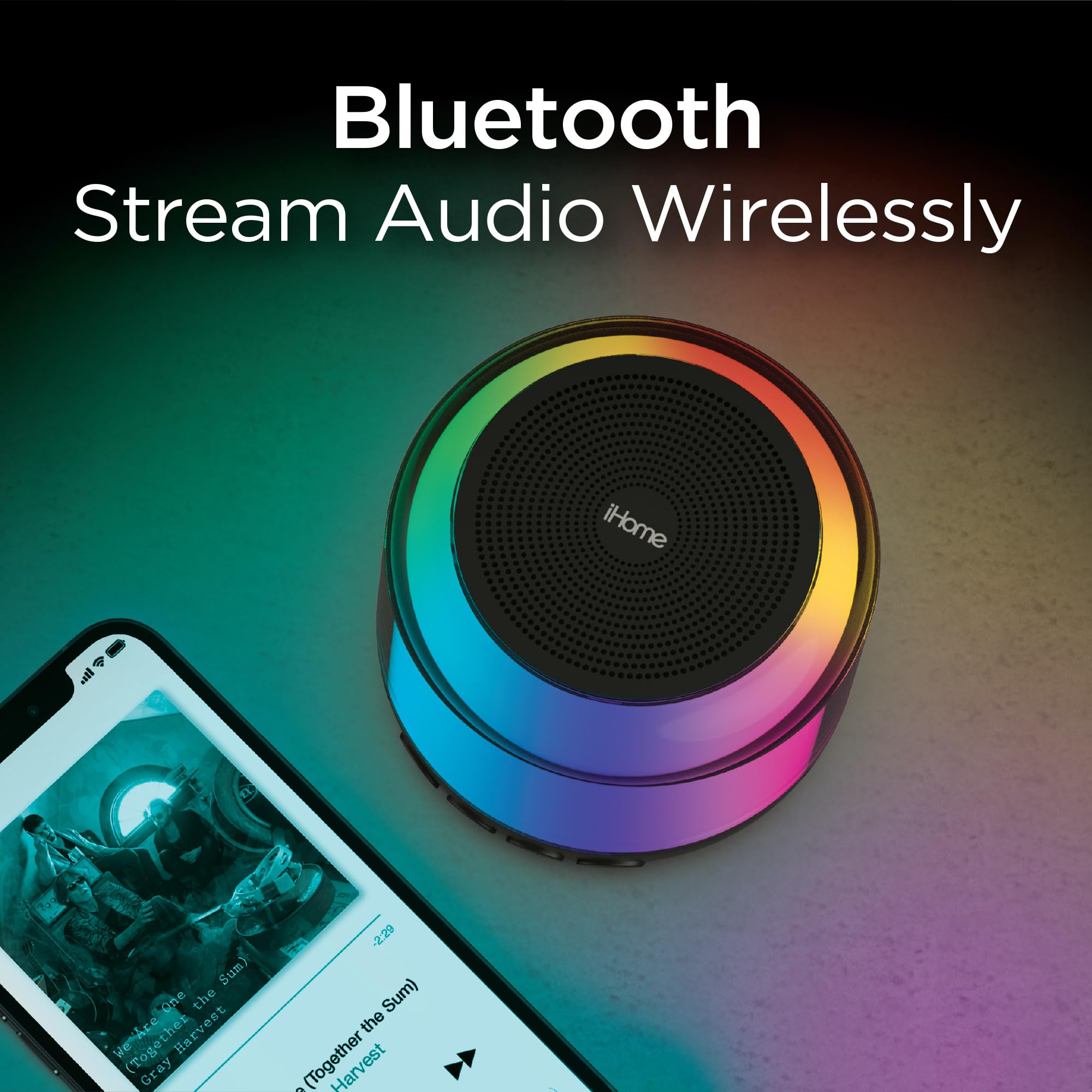 Ihome Bluetooth Speaker With Color Changing Lights, Rechargeable And Portable Speaker With 18 Hour Battery Life (Ibt64Bz)