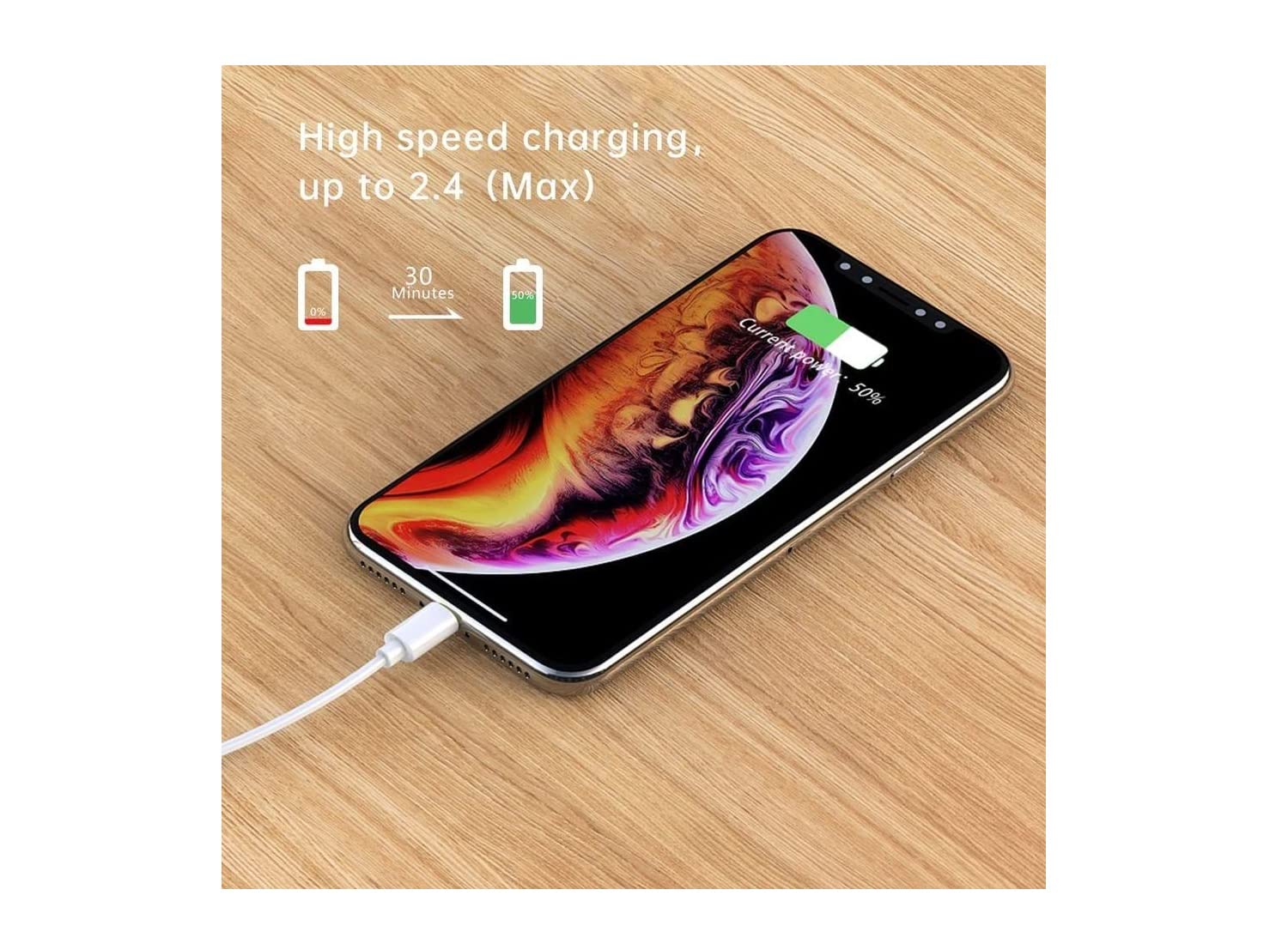 1Pack Apple Original Charger [Apple Mfi Certified] Lightning To Usb Cable Compatible Iphone Xs Max/Xr/Xs/X/8/7/6S/6Plus/5S,Ipad