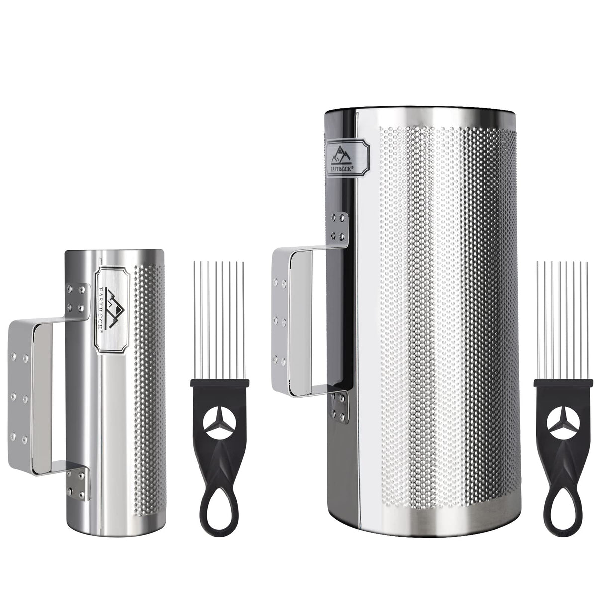 EASTROCK Guiro Instrument Stainless Steel Guiro Set 3''8'' & 6''12'' Latin Percussion Instrument with 2 Scrapers Professional Gu