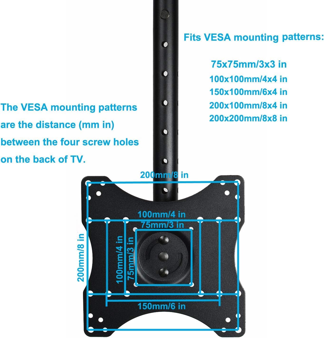 Videosecu Tv Monitor Ceiling Mount Tilt Swivel Lcd Uhd Fits Most 32- 40 Lcd Led Flat Panel Display Max Vesa 200X200 Mm Max Loadi