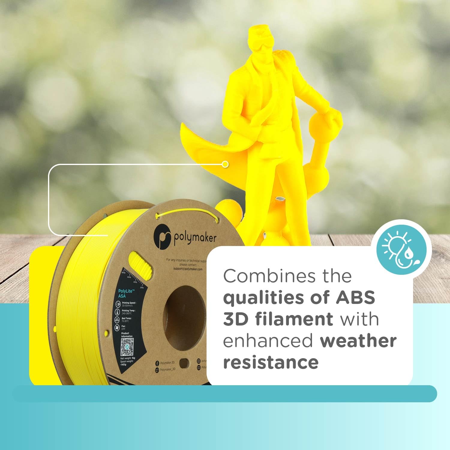 Polymaker Asa Filament 1.75Mm Yellow, 1Kg Asa 3D Printer Filament, Heat & Weather Resistant   Asa 3D Filament Perfect For Printi