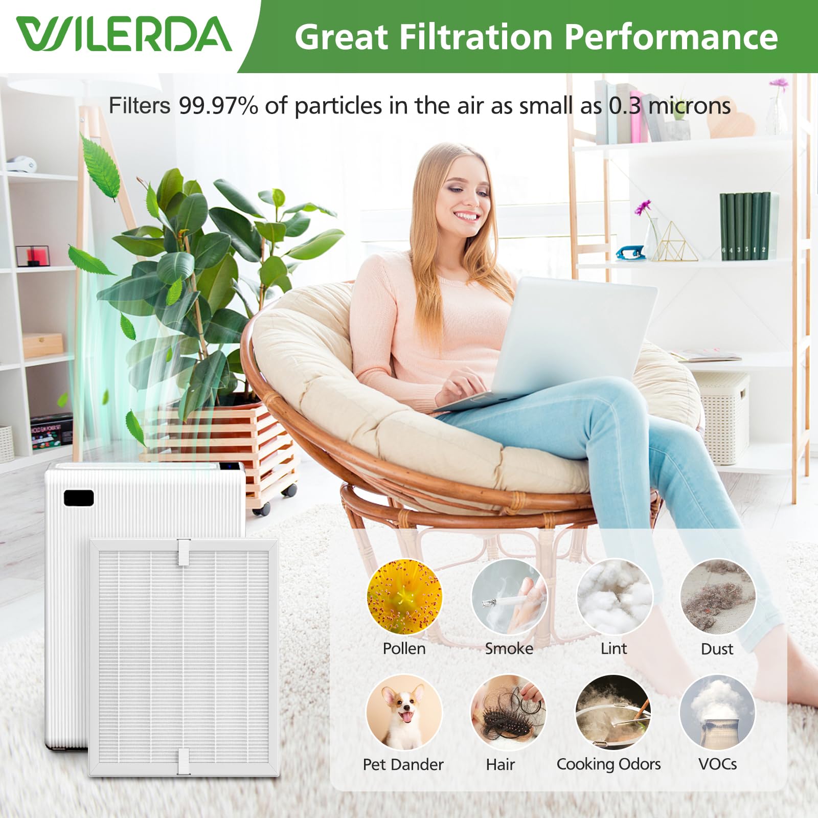 3 Pack E 300L Replacement Filter Compatible With Mooka And Mooka Family E 300L Air Purifier For Large Room, H13 True Hepa Filter