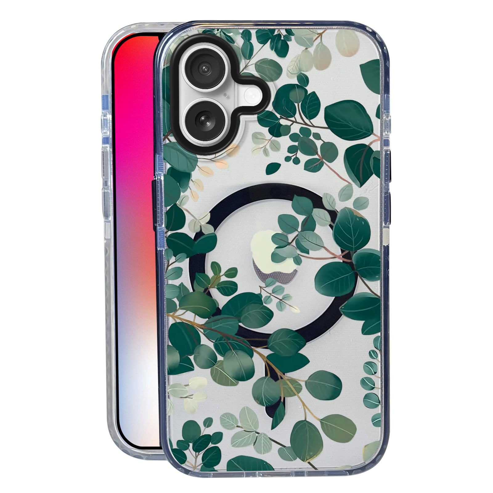 Nimeey Green Leaf for iPhone 17 Case,MagSafe Compatible,Matte Soft Slim Shockproof Cover,Anti-Fingerprint,Anti-Yellowing,Anti-Sc