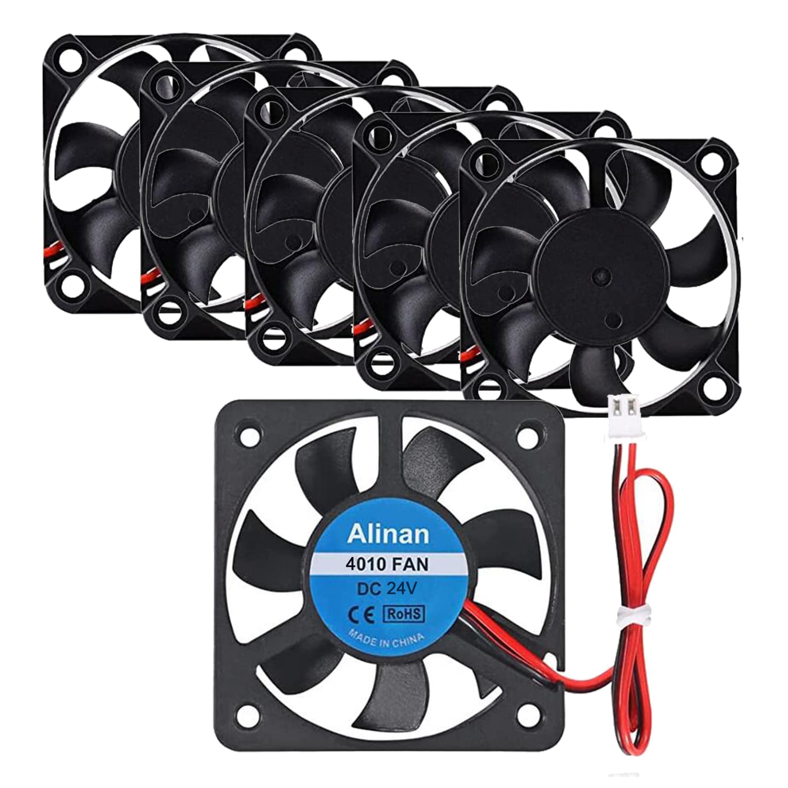 Alinan 6Pcs 4010 24V Sleeve Bearing Brushless Cooling Fan 40 * 40 * 10Mm With 2Pin Terninal 3D Printer Cooling Fan Computer Fan
