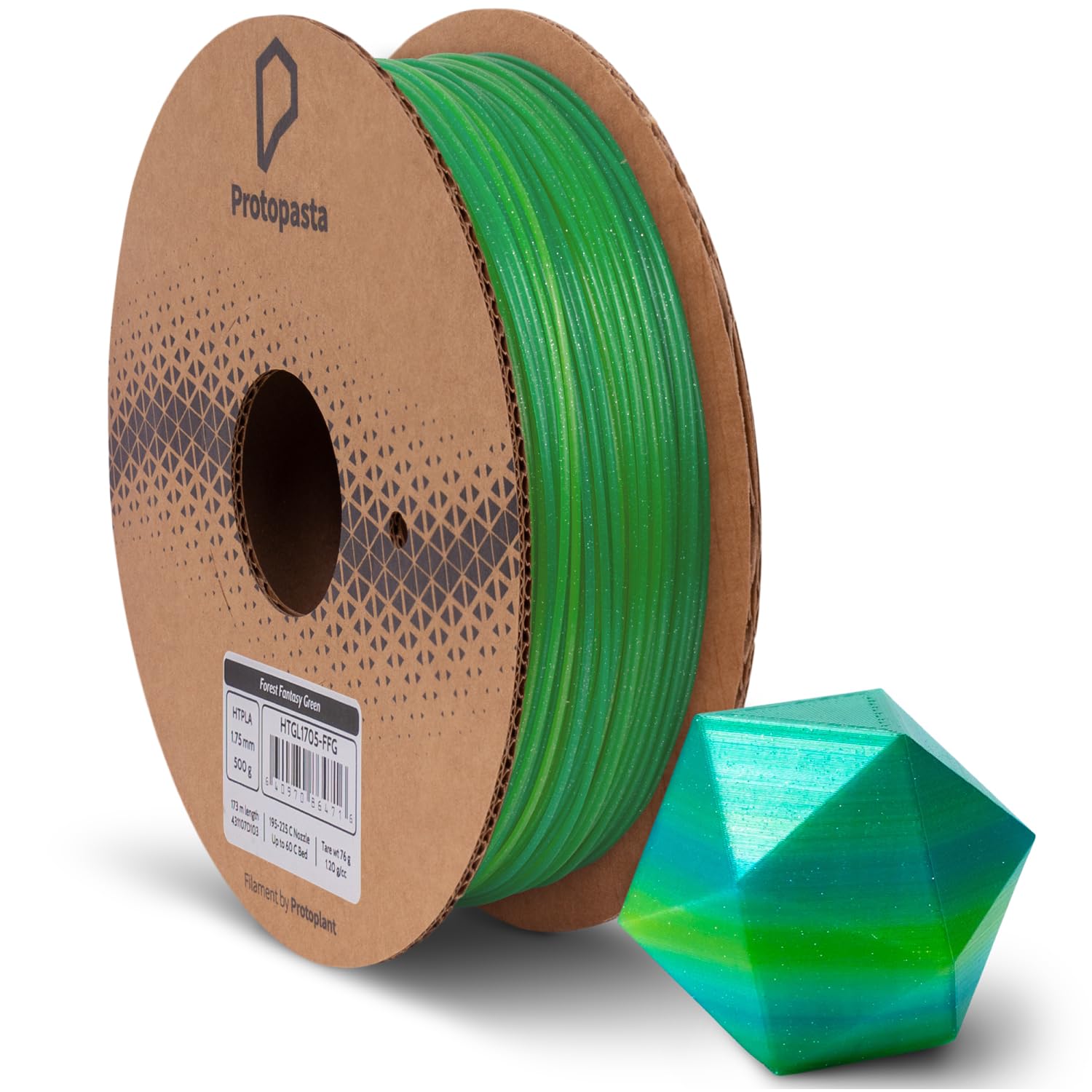 Protopasta Forest Fantasy HT PLA 3D Printer Filament 1.75mm 500g Multicolor Translucent Transition Glitter Filament; 3D Printing