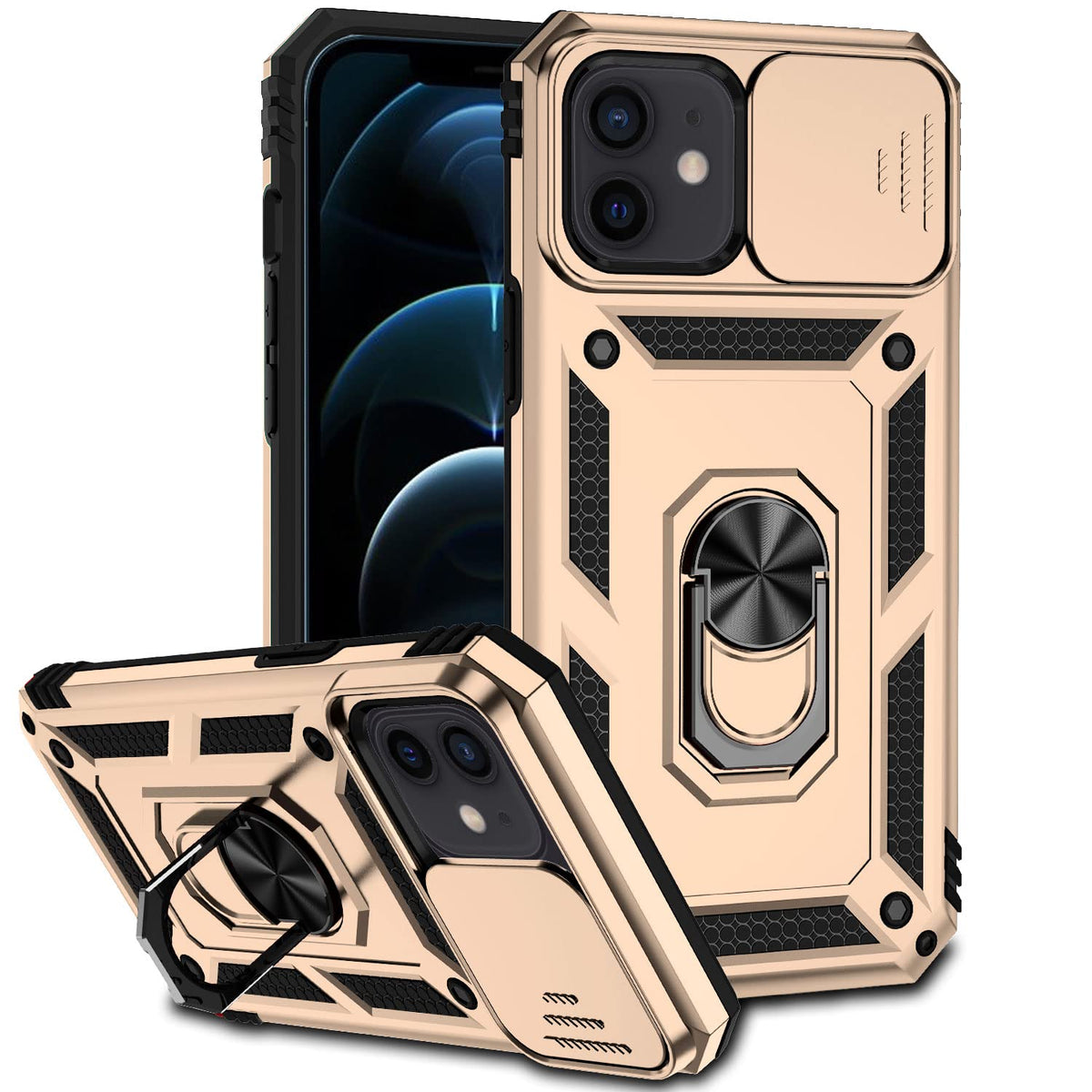 Hitaoyou Iphone 1212 Pro Case, Iphone 1212 Pro Case With Camera Cover  Kickstand Military Grade Shockproof Heavy Duty Protective