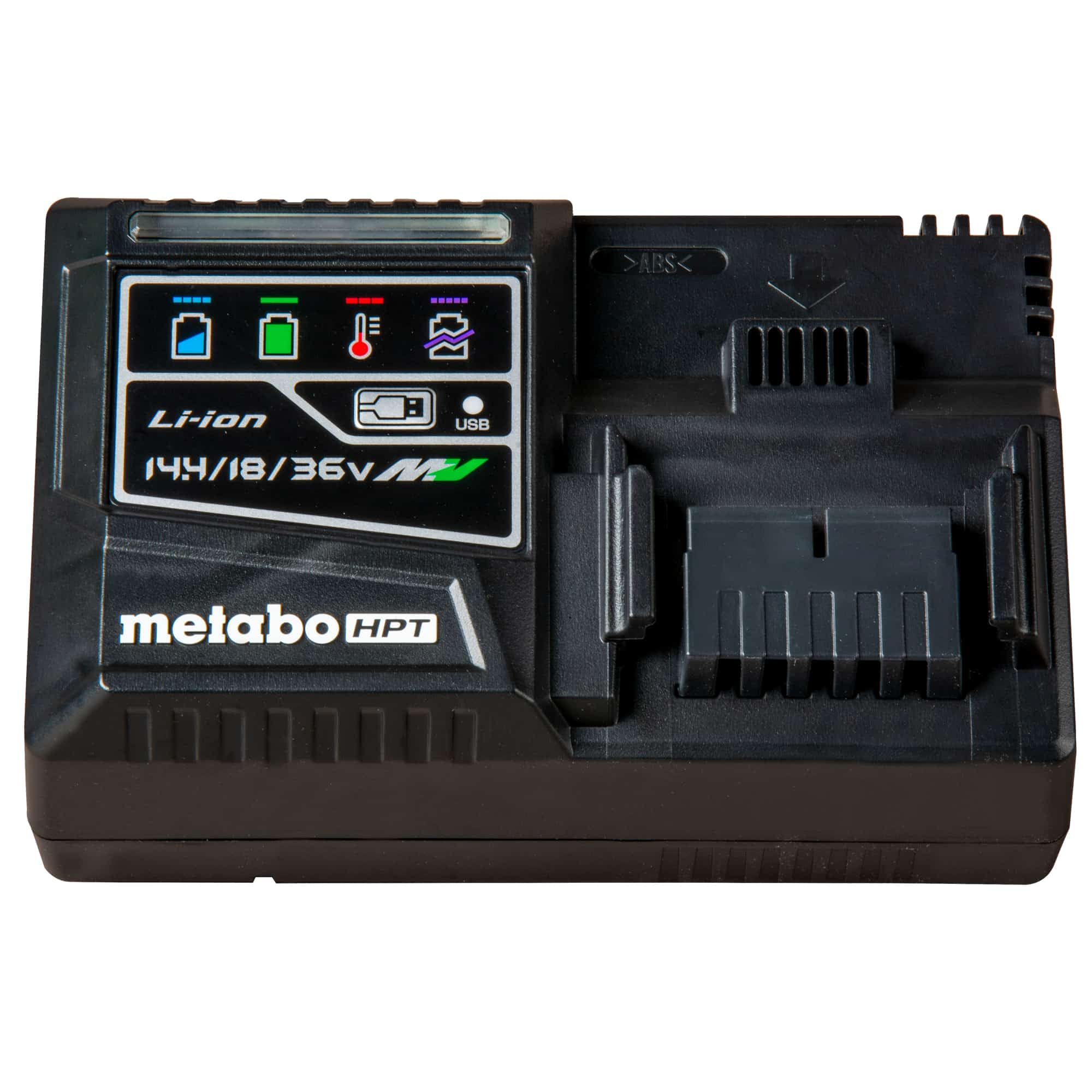 Metabo Hpt Rapid Battery Charger | 18V, Lithium Ion, Slide Style Batteries | Usb Port | Uc18Ysl3M