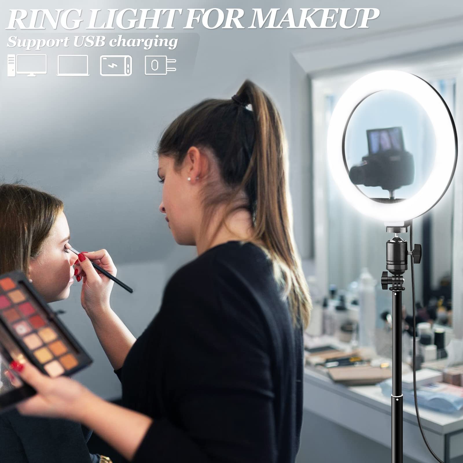 10.2 Ring Light Kit - Adjustable Tripod Stand, Dimmable Leds For Makeup, Photography, Tiktok, Youtube