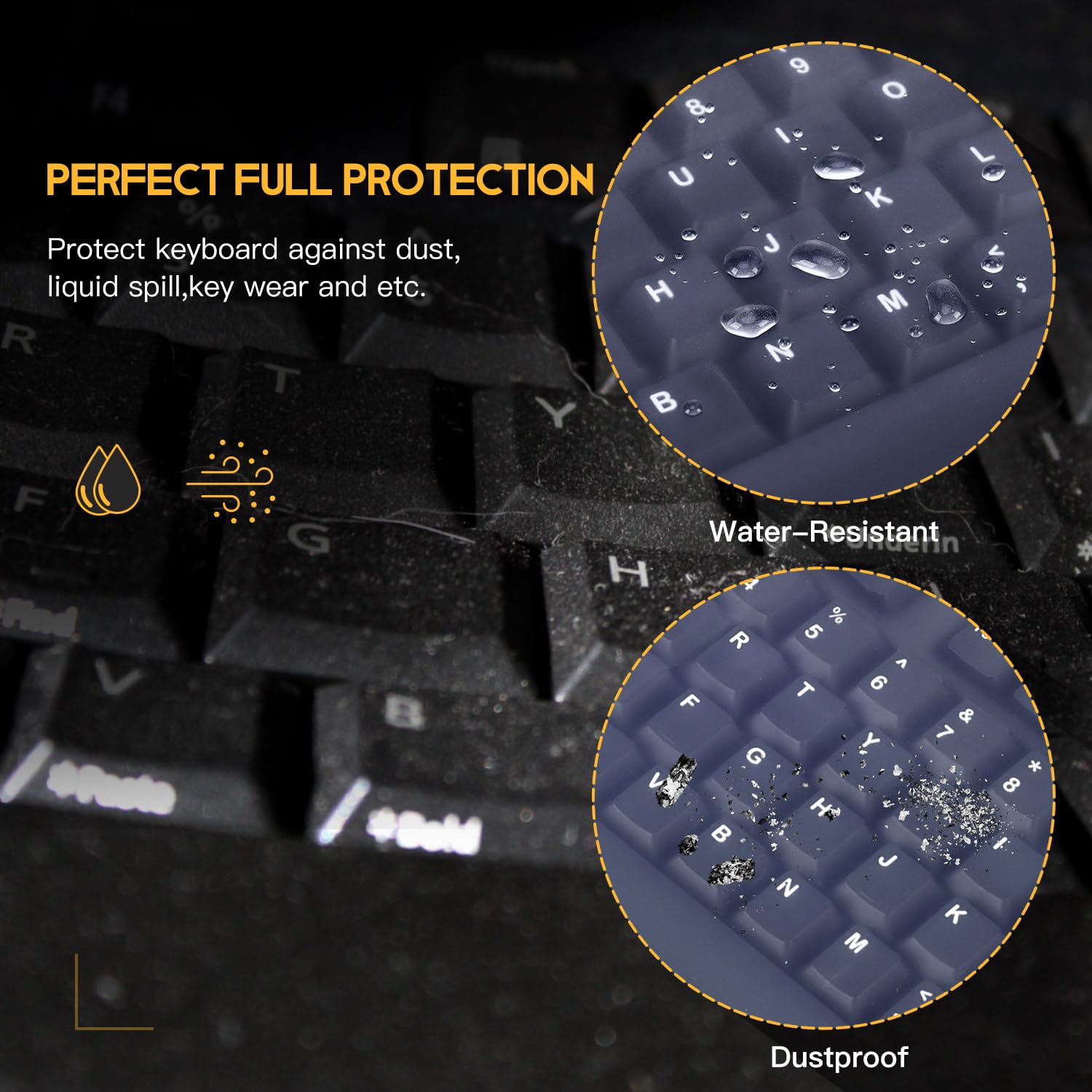 Universal Clear Waterproof Anti Dust Silicone Keyboard Protector Cover Skin For Standard Size Pc Computer Desktop Keyboards (Siz