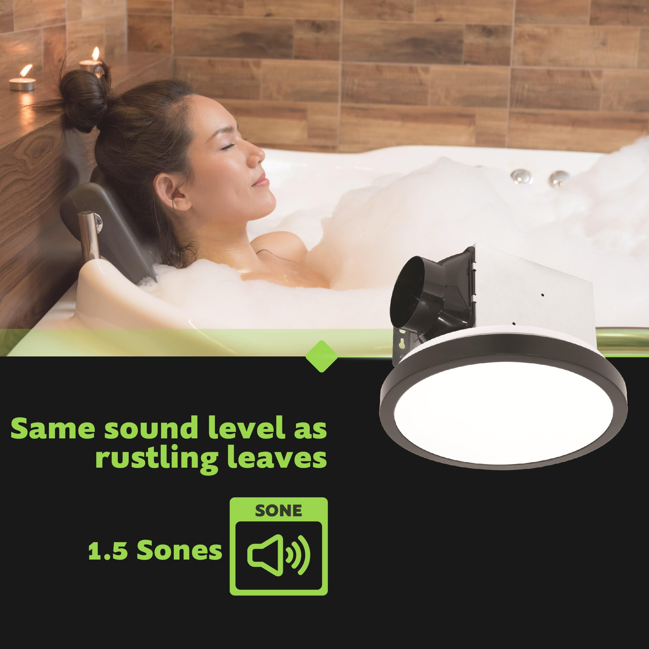 Homewerks 7105 09 Mb Bathroom Fan With Light 90 Cfm 1.5 Sones Round Ventilation Fan With Dimmable Led Light And Magnetic Trim Ri