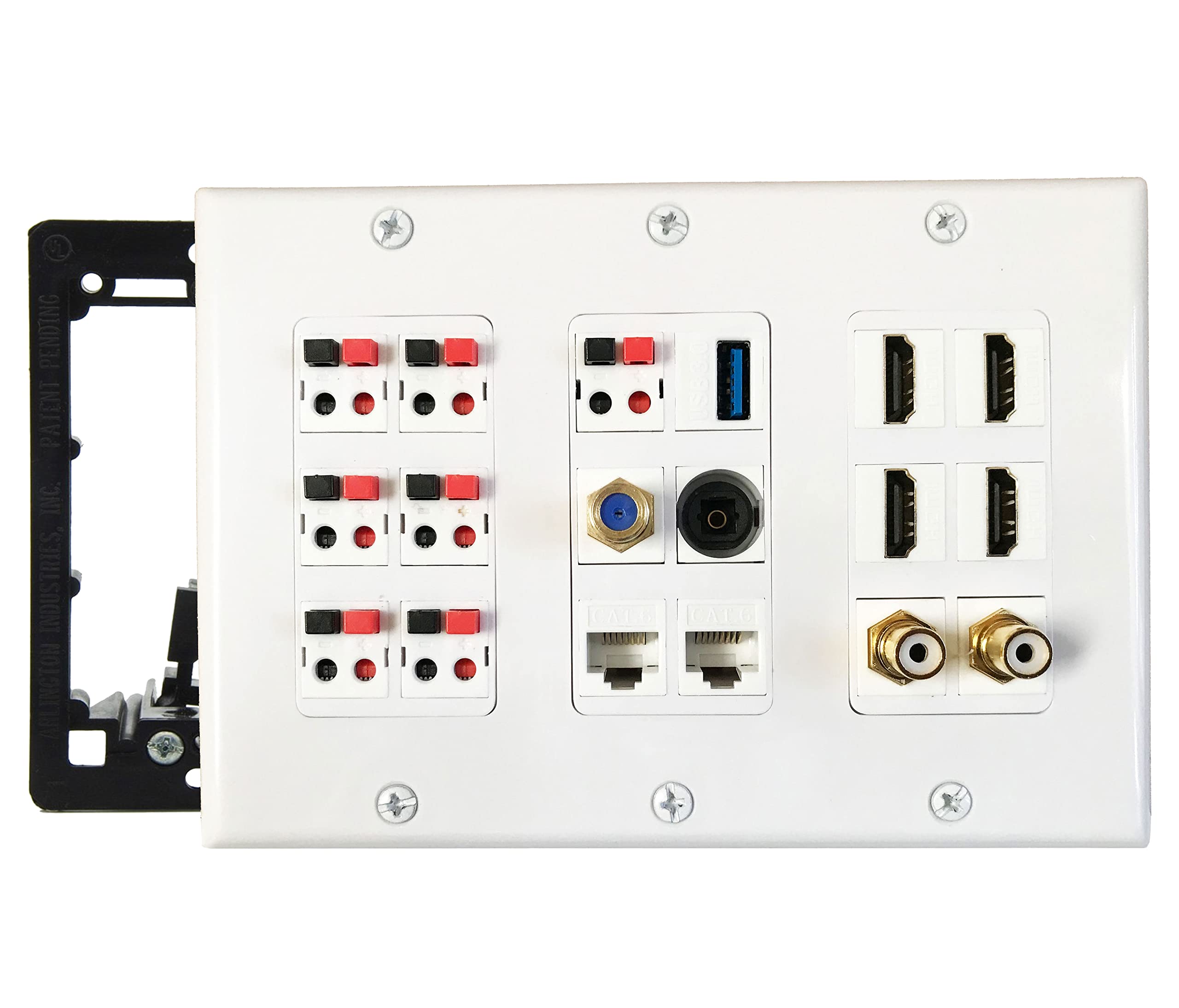 Diytech Premium Speaker Wall Plate, 7 Speaker, 4 Hdmi, 2 Rca Subwoofer, 2 Cat6 Ethernet, 1 Usb 3.0, 1 Audio Toslink, 1 Gold Coax