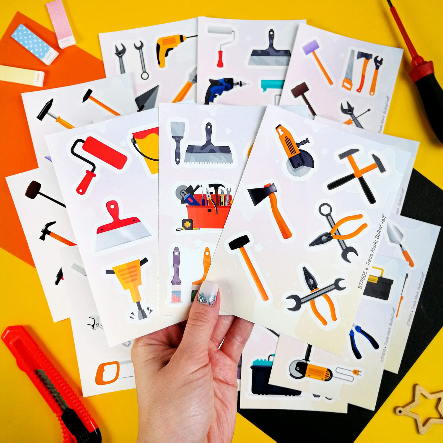 100Pcs Tool Stickers, Hammer Stickers, Tool Stickers And Decals   Tool Bench, Tool Set, Tool, Tool Box For Boys And Girls