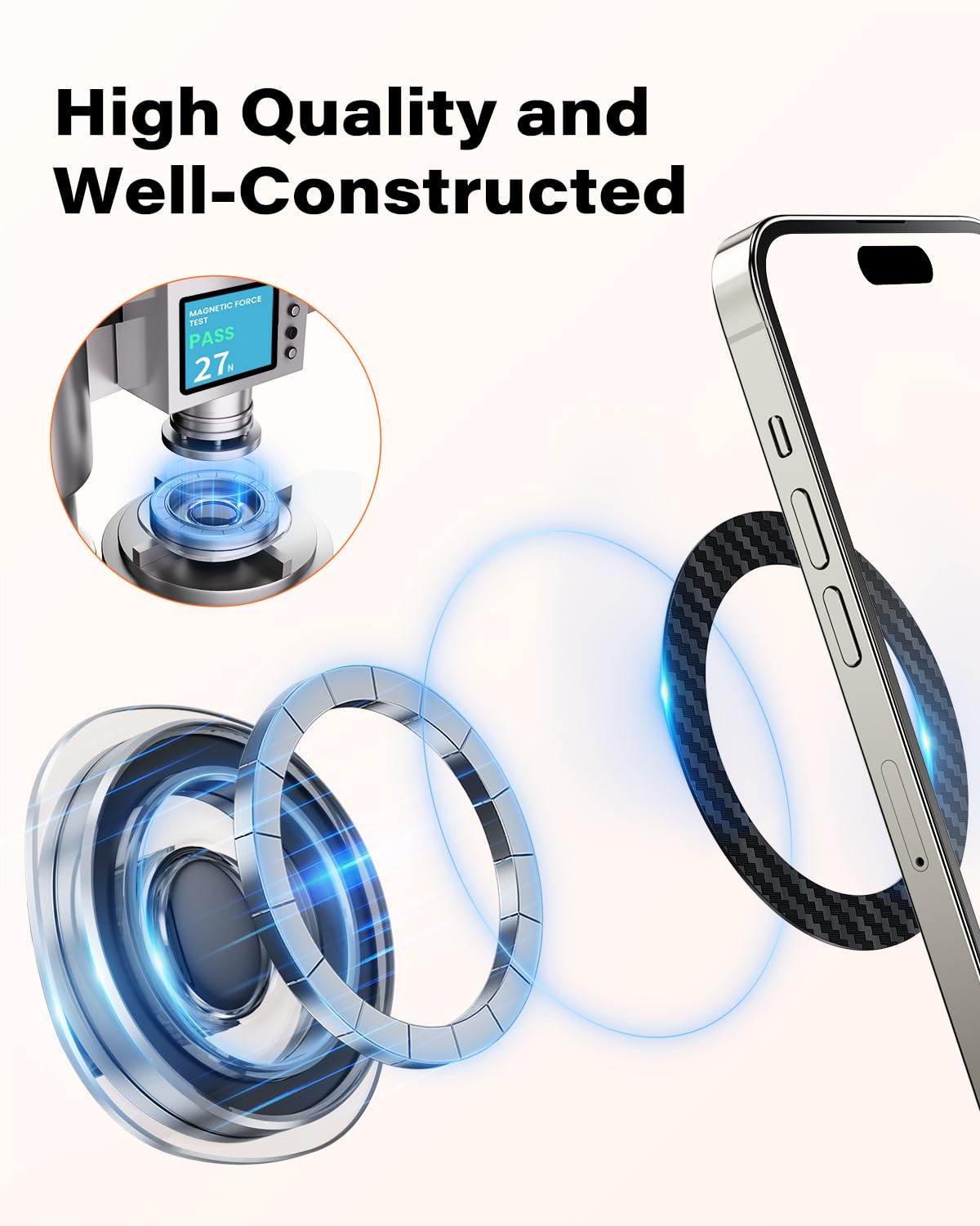 Oqtiq Phone Cup Holder For Car Mount Compatible With Magsafe, Quick Extension Long Arm And 360 Rotation - Stable & Secure For Ip