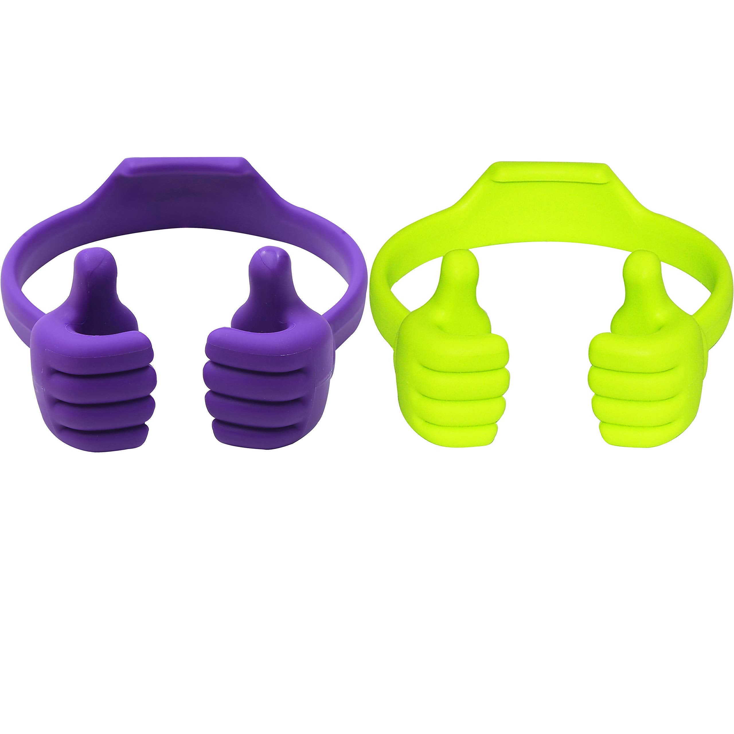 HONSKY Thumbs-Up Phone Stand for Tablets, E-Readers and Smart Phones - Green/Purple - 2 Count