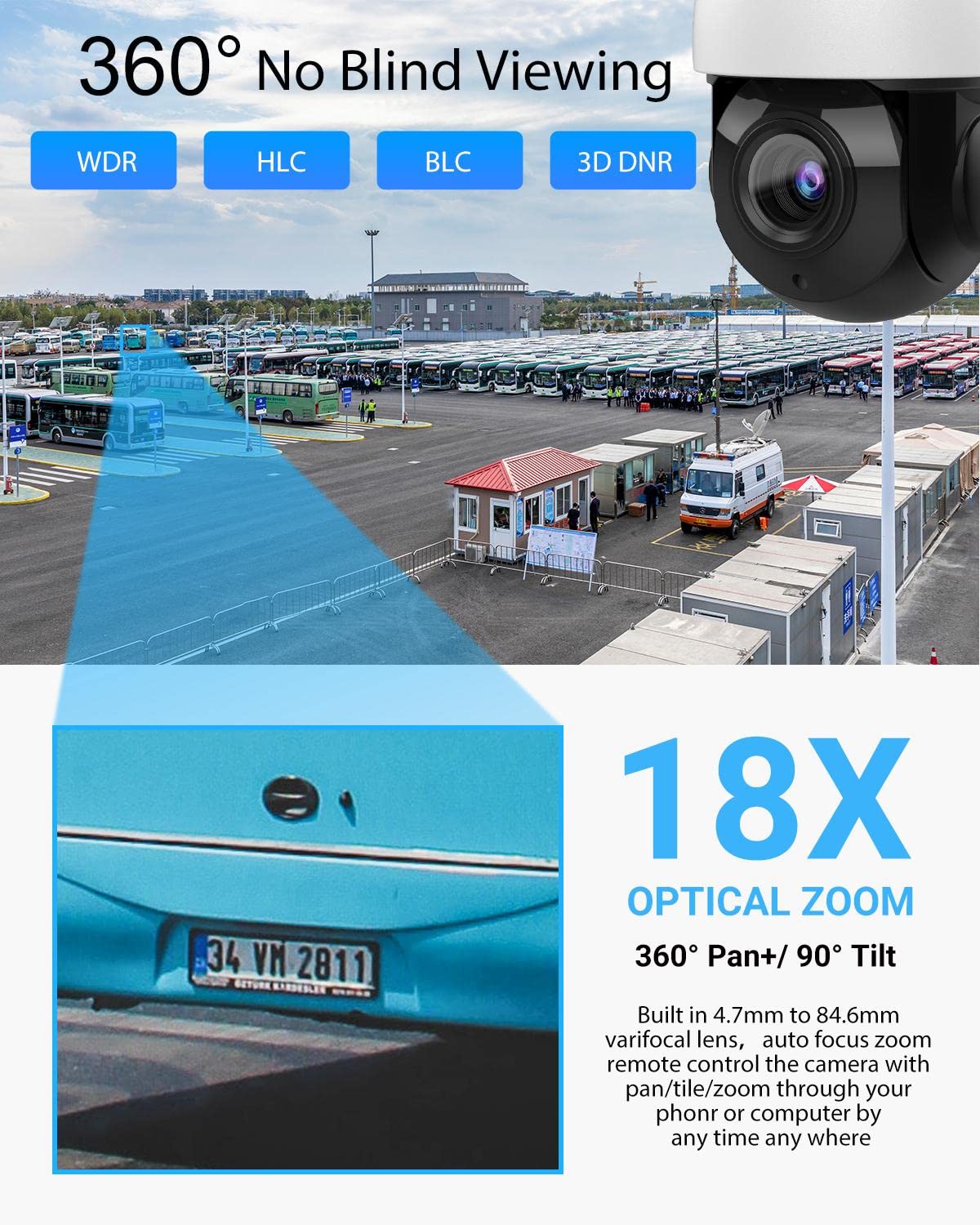 Vikylin 4K 8Mp Outdoor Ptz Ip Poe Camera With 25X Optical Zoom Auto Tracking, Ai Human/Vehicle Detection,328Ft Ir,2 Waytalk,Auto