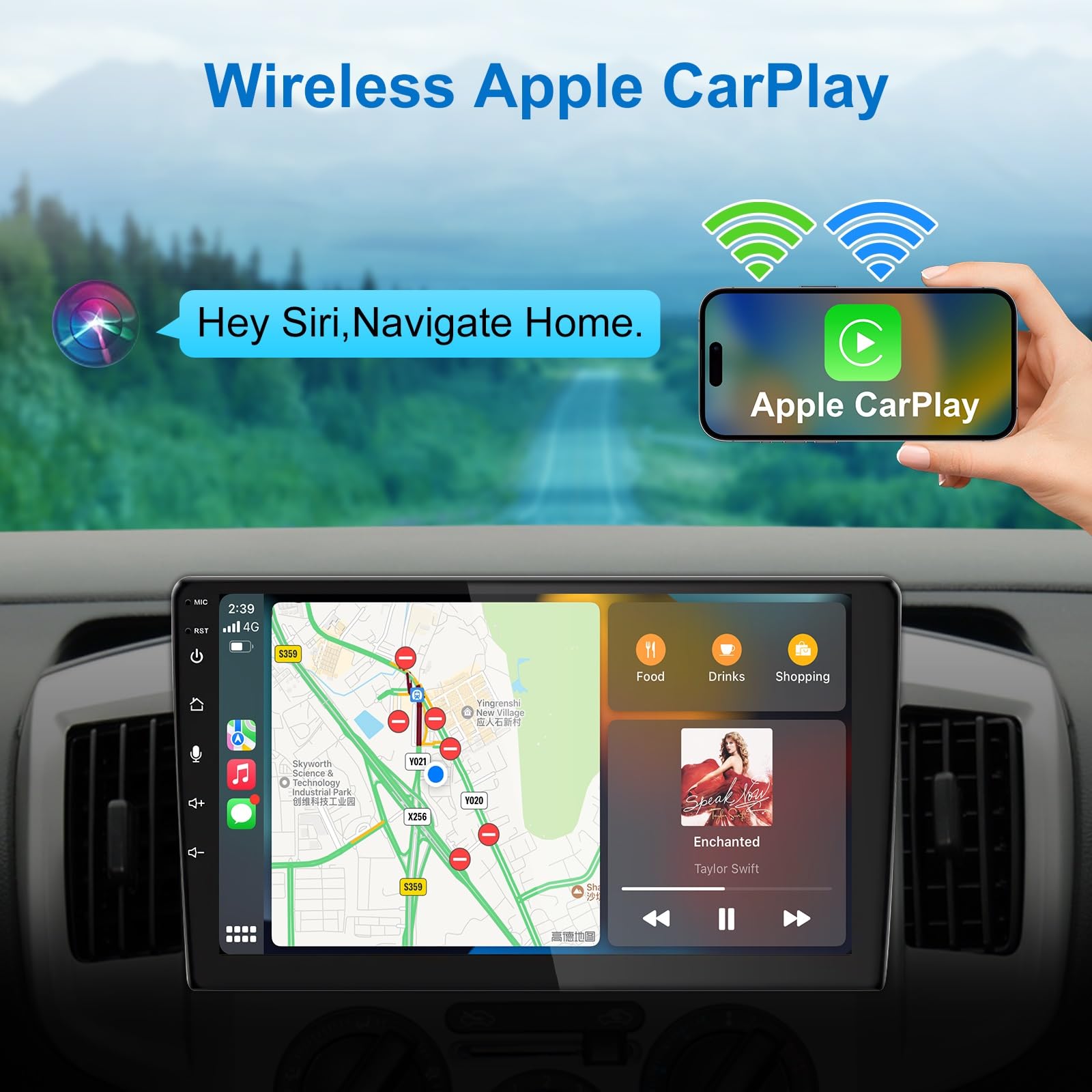 10 Inch Double Din Touchscreen Car Stereo   Detachable Floating Qled Car Radio With Apple Wireless Carplay, Android Auto, Blueto