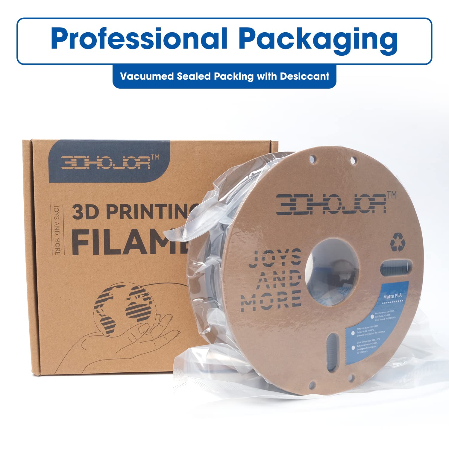 3Dhojor Matte Pla Filament 1.75Mm, Upgrade Matte 3D Printer Pla Filament, 1Kg Cardboard Spool 3D Printing Filament For 3D Printe