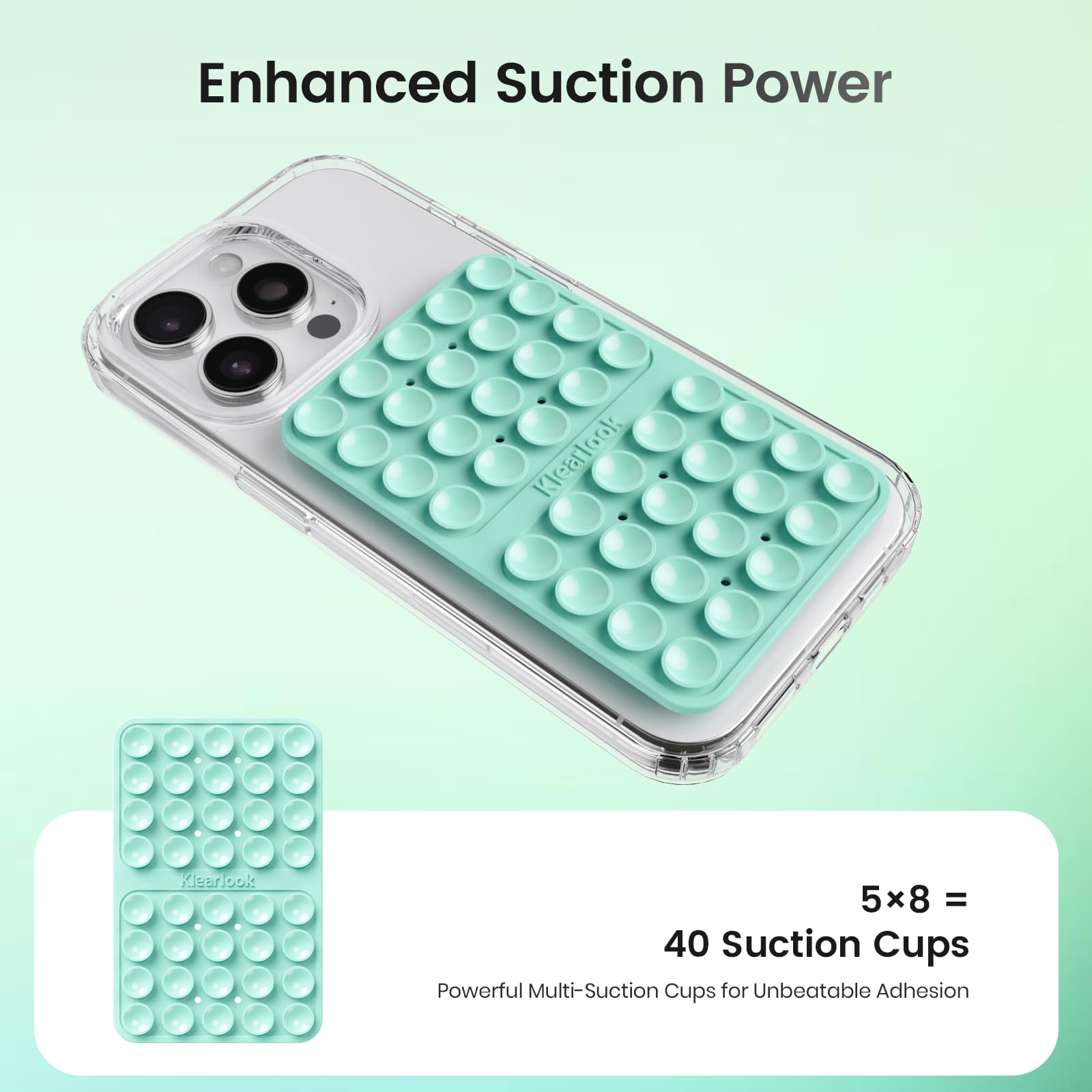 Klearlook Silicone Suction Cup Phone Case Mount Double Sided, Silicon Sticky Phone Grip With Higher Suction For Cell Phone, Hand