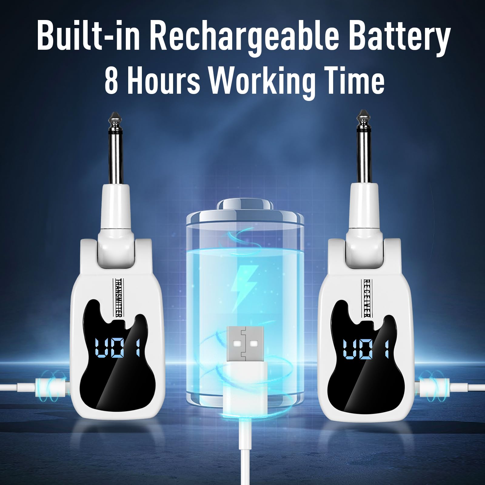 Devilclaw Wireless Guitar System With 16 Adjustable Frequencies, Rechargeable Wireless Transmitter Receiver For Bass Electric In