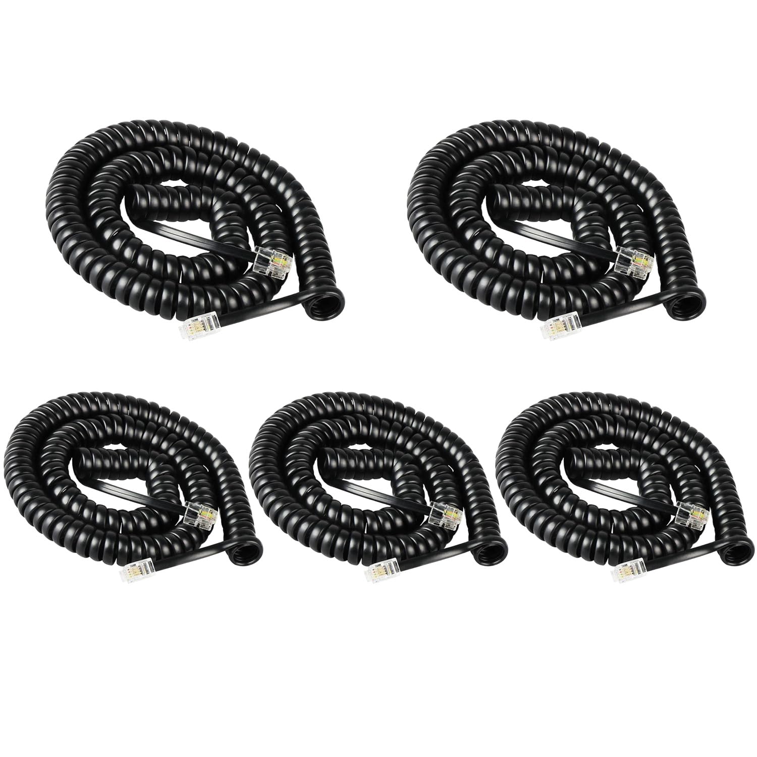 Lativu Phone Cord For Landline, 5 Pack Telephone Cord, Phone Line Cord 4.5 Ft Uncoiled (0.72 Ft Coiled), Rj9 4P4C Phone Handset