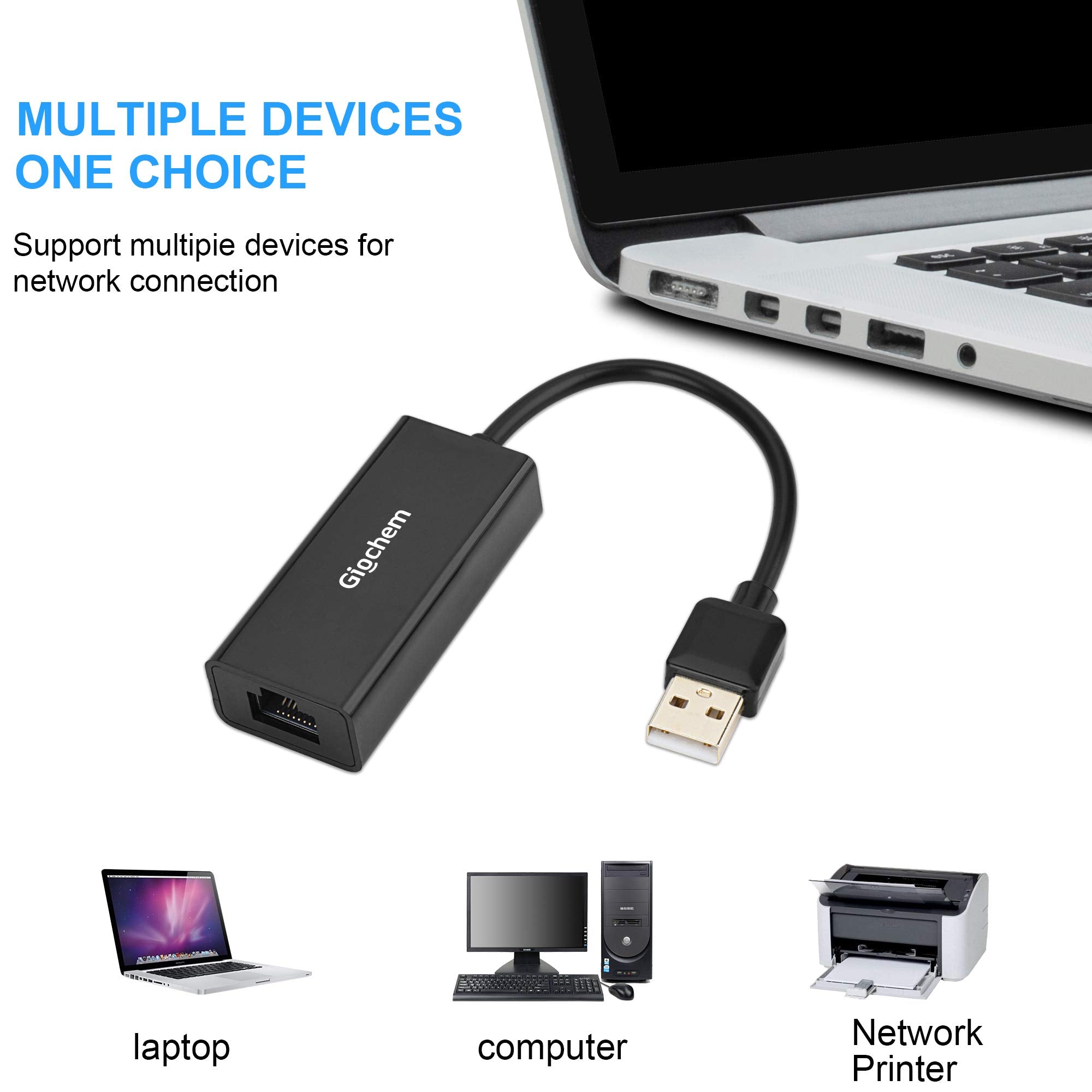 Giochem Usb 2.0 To Ethernet Adapter [2 Pack] Usb To Rj45 Adapter Supporting 10/100 Mbps Ethernet Network For Window/Mac Os, Surf