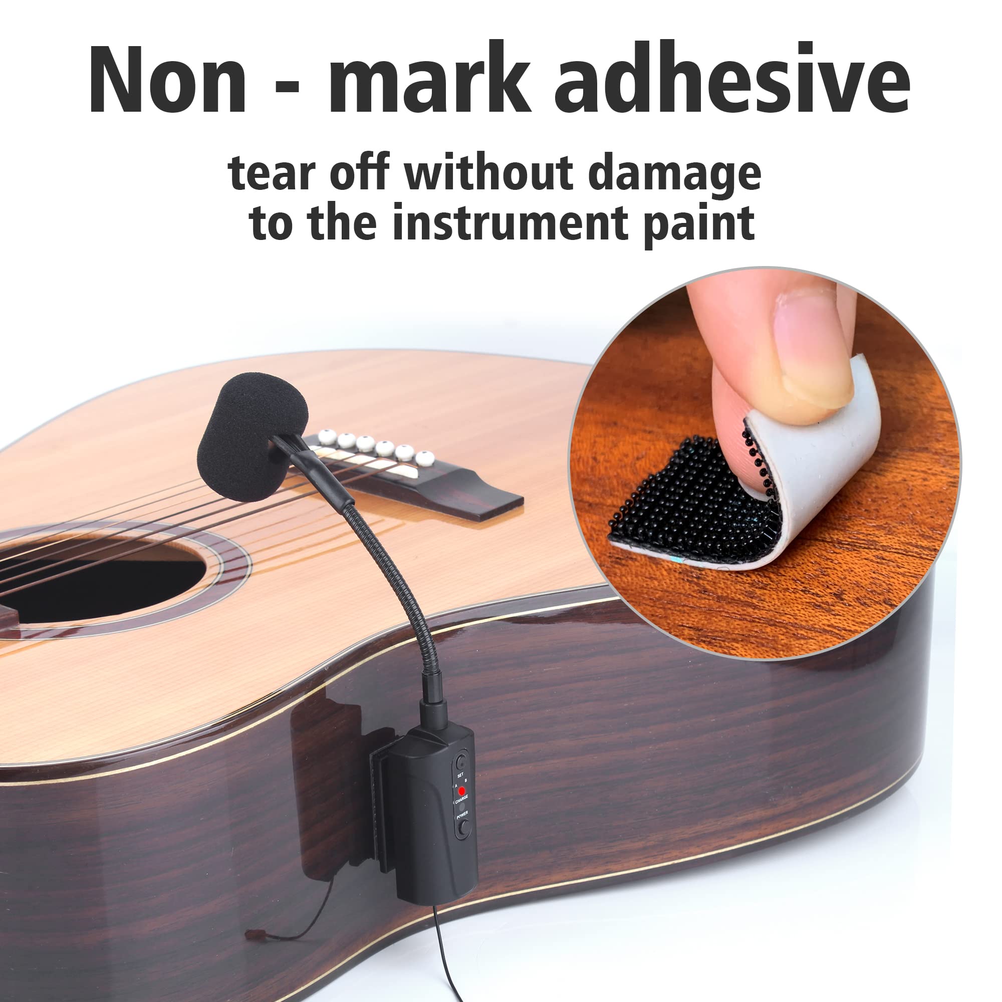 Mamkoes At 5 Wireless Guitar Microphone Uhf Mic Instrument Condenser Pick Up Receiver And Transmitter System For Classical And A