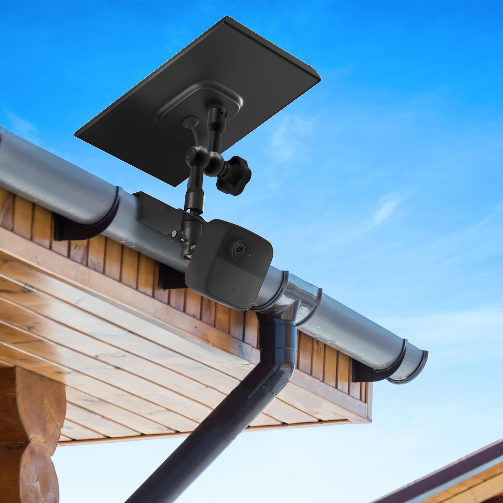 2 In 1 Weatherproof Gutter Mount For Blink Outdoor (3Rd Gen), Blink Outdoor 4(4Th Gen) And Blink Solar Panel, Adjustable No Drilling Wall Mount, Perfect Angle To Get Maximum Solar Power (Black)