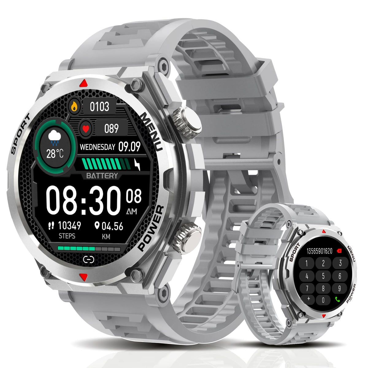 Jdcrsj Military Smart Watch, 1.52-Inch Smartwatch With Text And Call, Heart Rate, Blood Oxygen, And Activity Trackers - Compatib